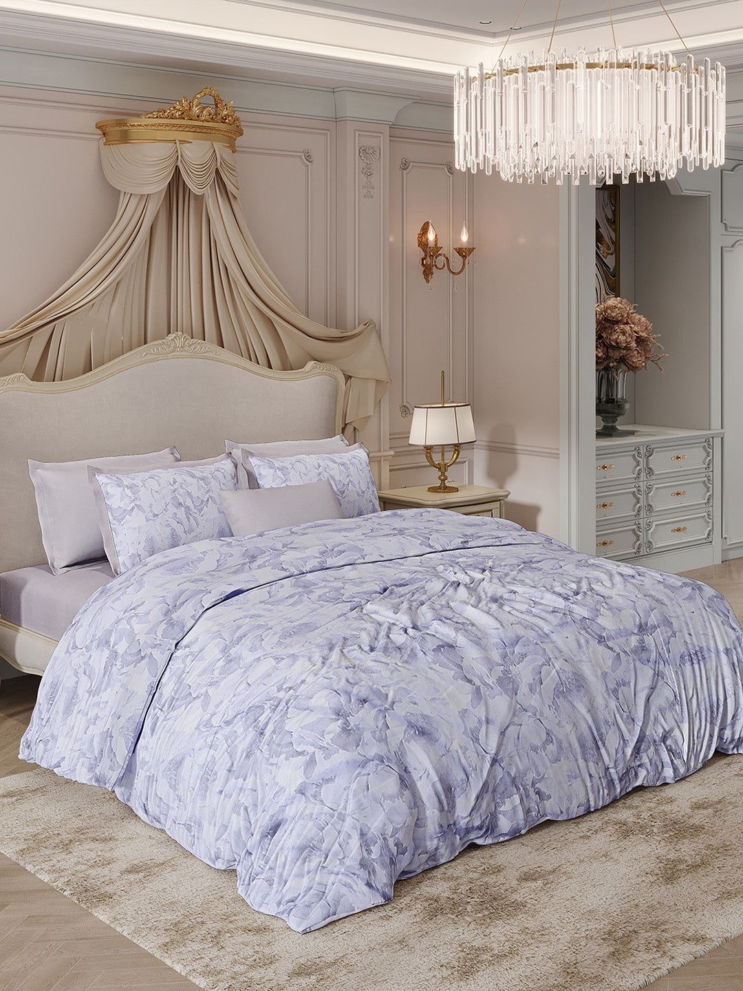 Monte Carlo Blue Cotton 7 Piece Double King Superfine Bedding Set-picture-10