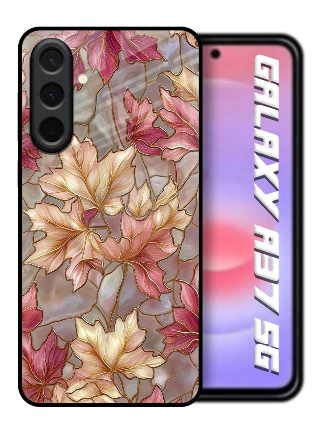 QRIOH Women Maple Leaf Print Glass Case Samsung Galaxy A37 5g Mobile Accessories-picture-34