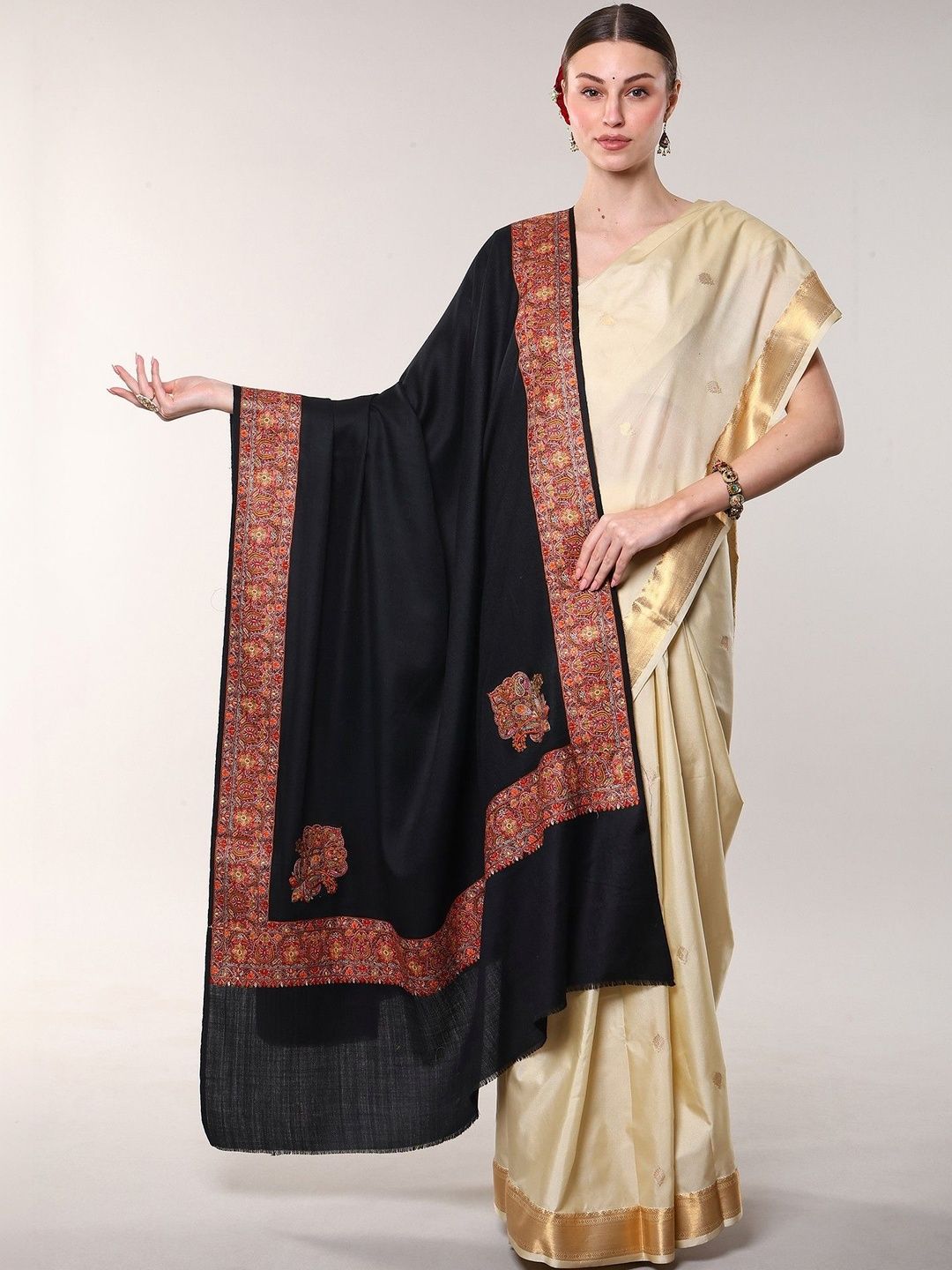 Exotic India Women Floral Embroidered Shawl-picture-12