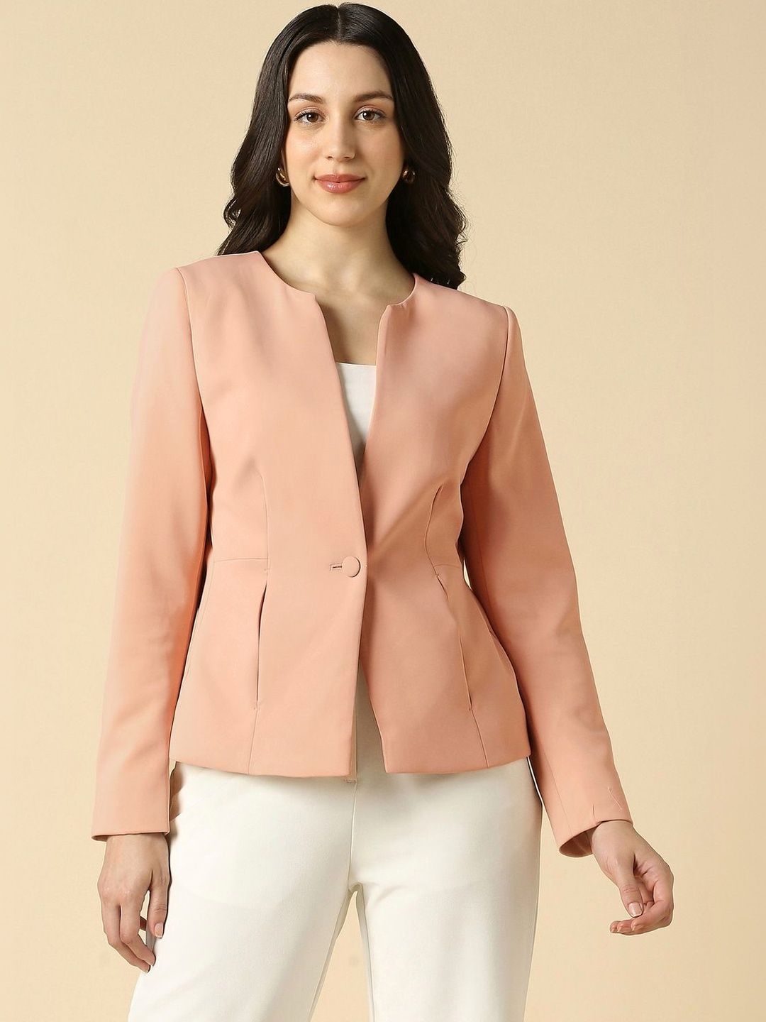Allen Solly Woman Notched Lapel Single-Breasted Formal Blazers-picture-37