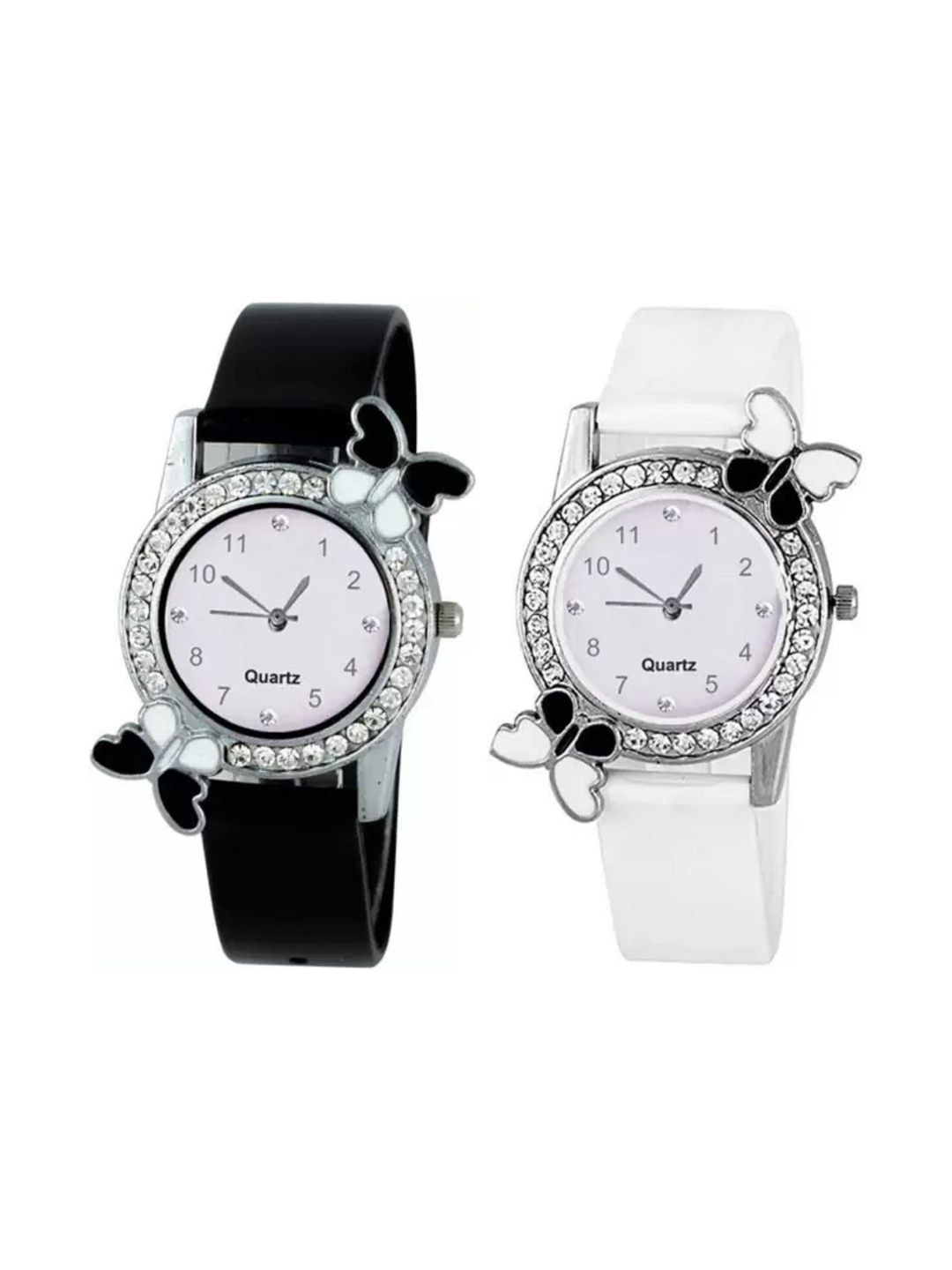 Blutech Kids Dial & Rubber Straps Watch new butterfly white & black-picture-4