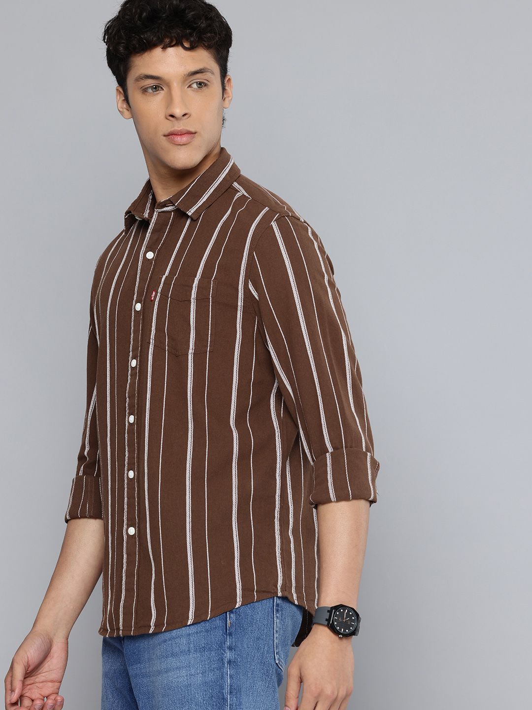 Levis Slim Fit Striped Pure Cotton Casual Shirt-image-28