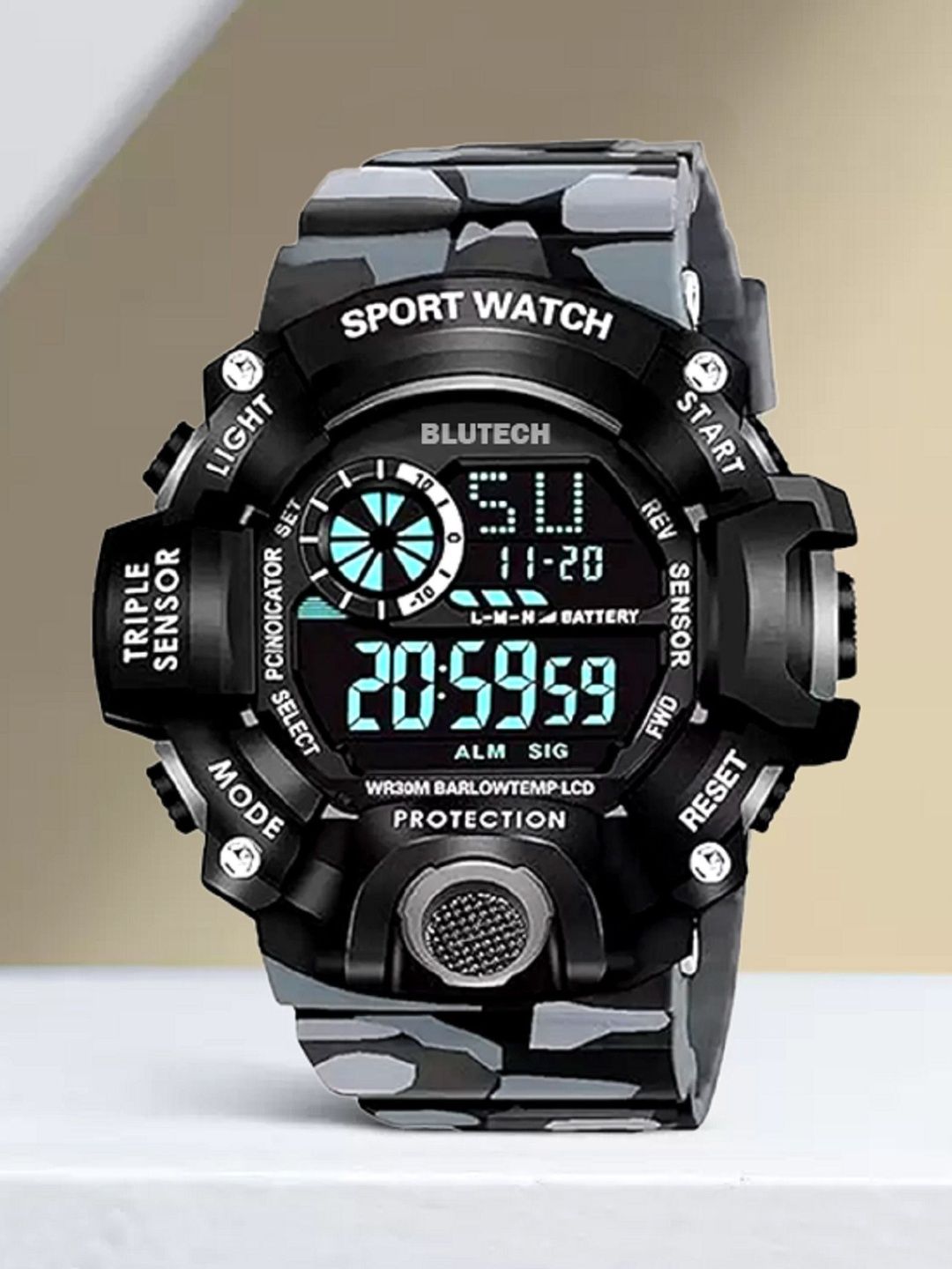 Blutech Unisex Kids Dial & Straps Digital Stopwatch Watch INOX-04 G SHOCK MILITRY WHITE-picture-30