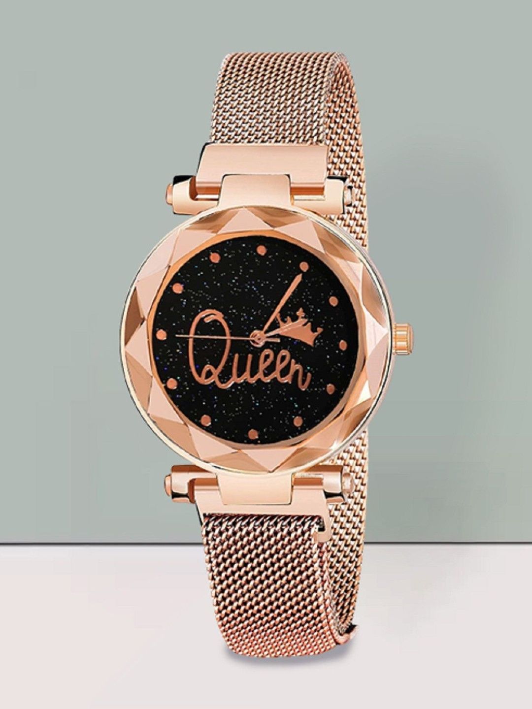 Blutech Unisex Kids Dial & Stainless Steel Straps Watch Queen Printed Rose Gold Magnet-picture-46