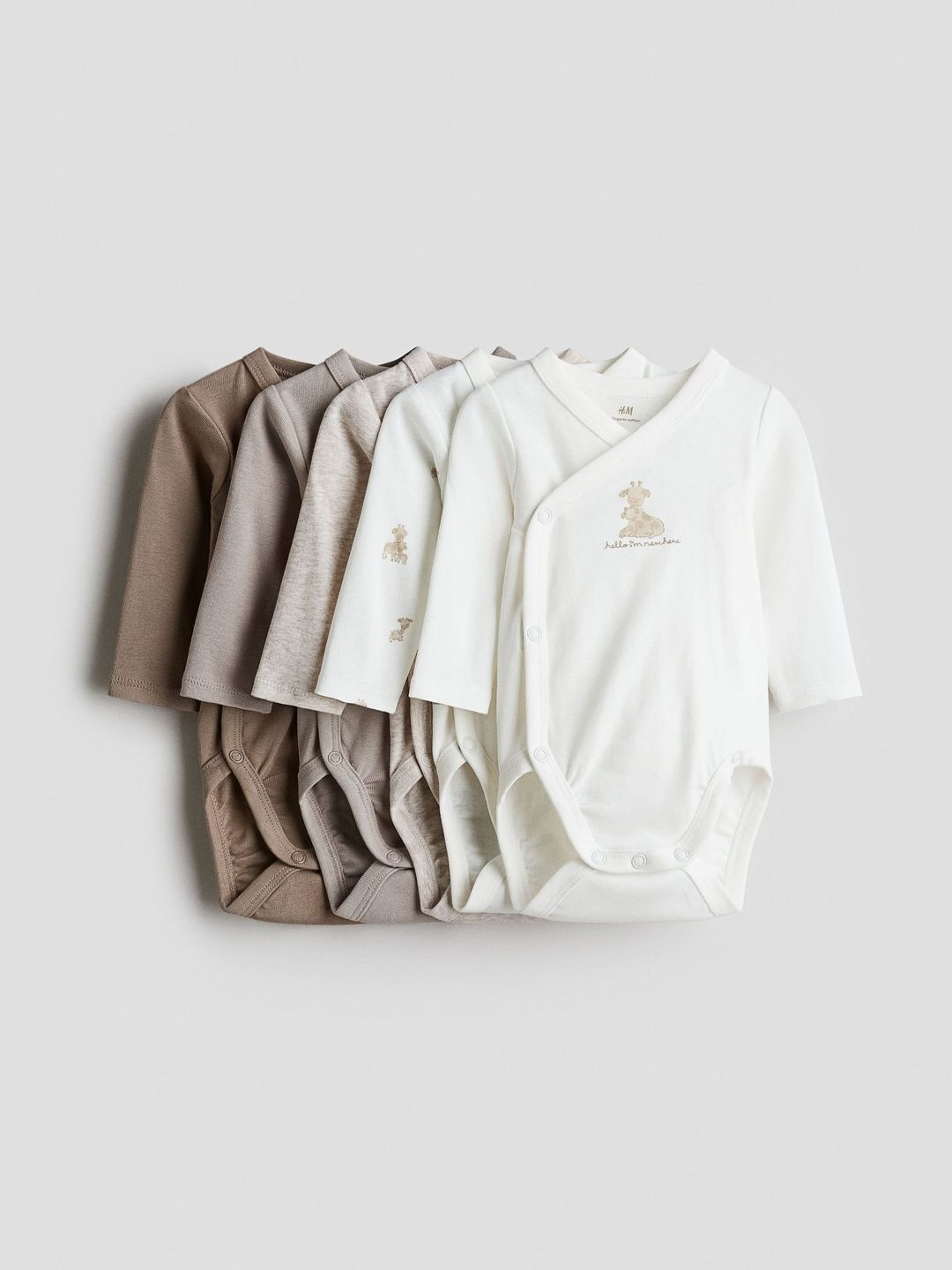 H&M Boys 5-Pack V-Neck Wrapover Pure Cotton Bodysuits-image-1