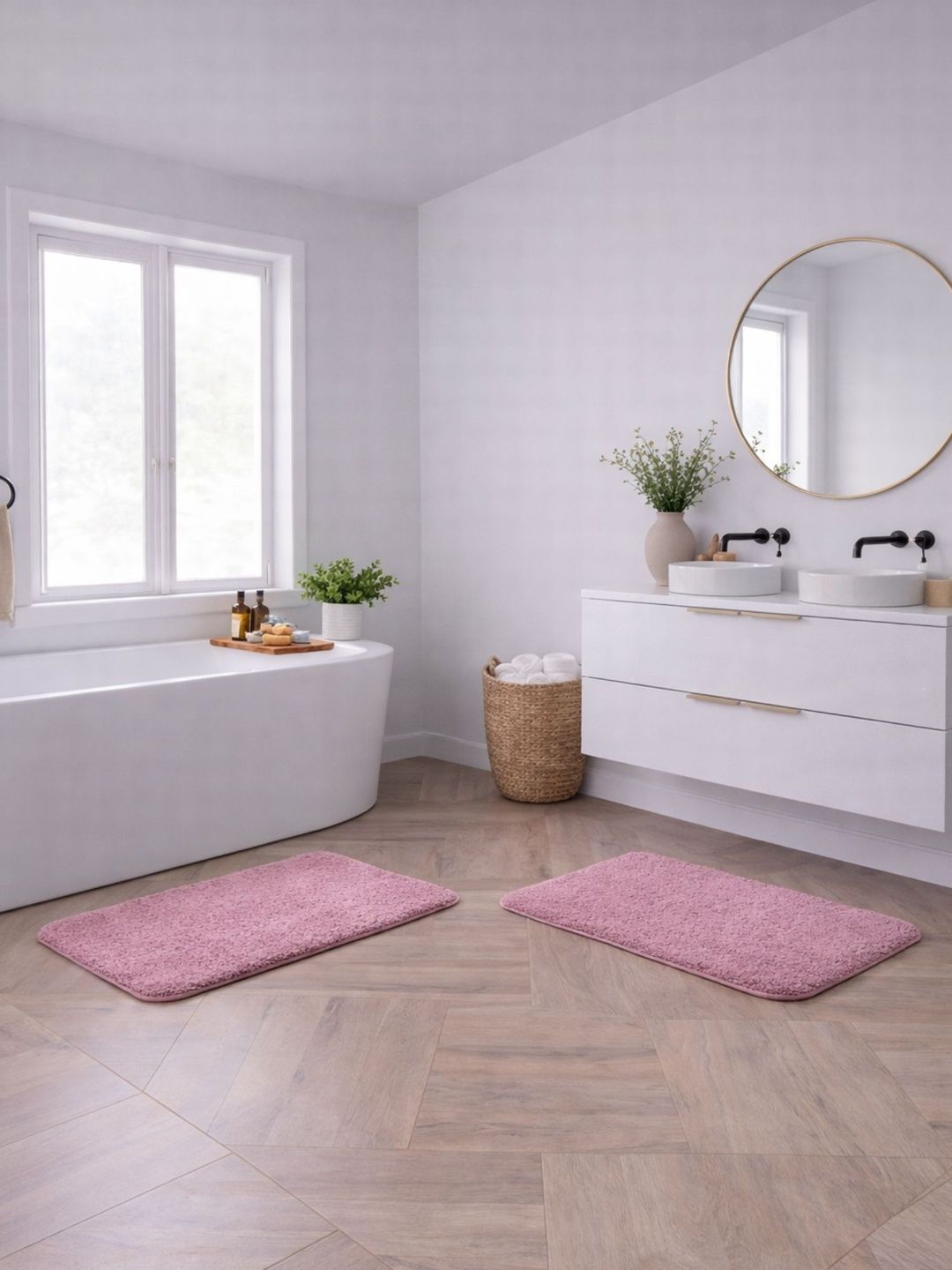 OBSESSIONS Pack Of 2 Pink Bath Rugs-picture-34