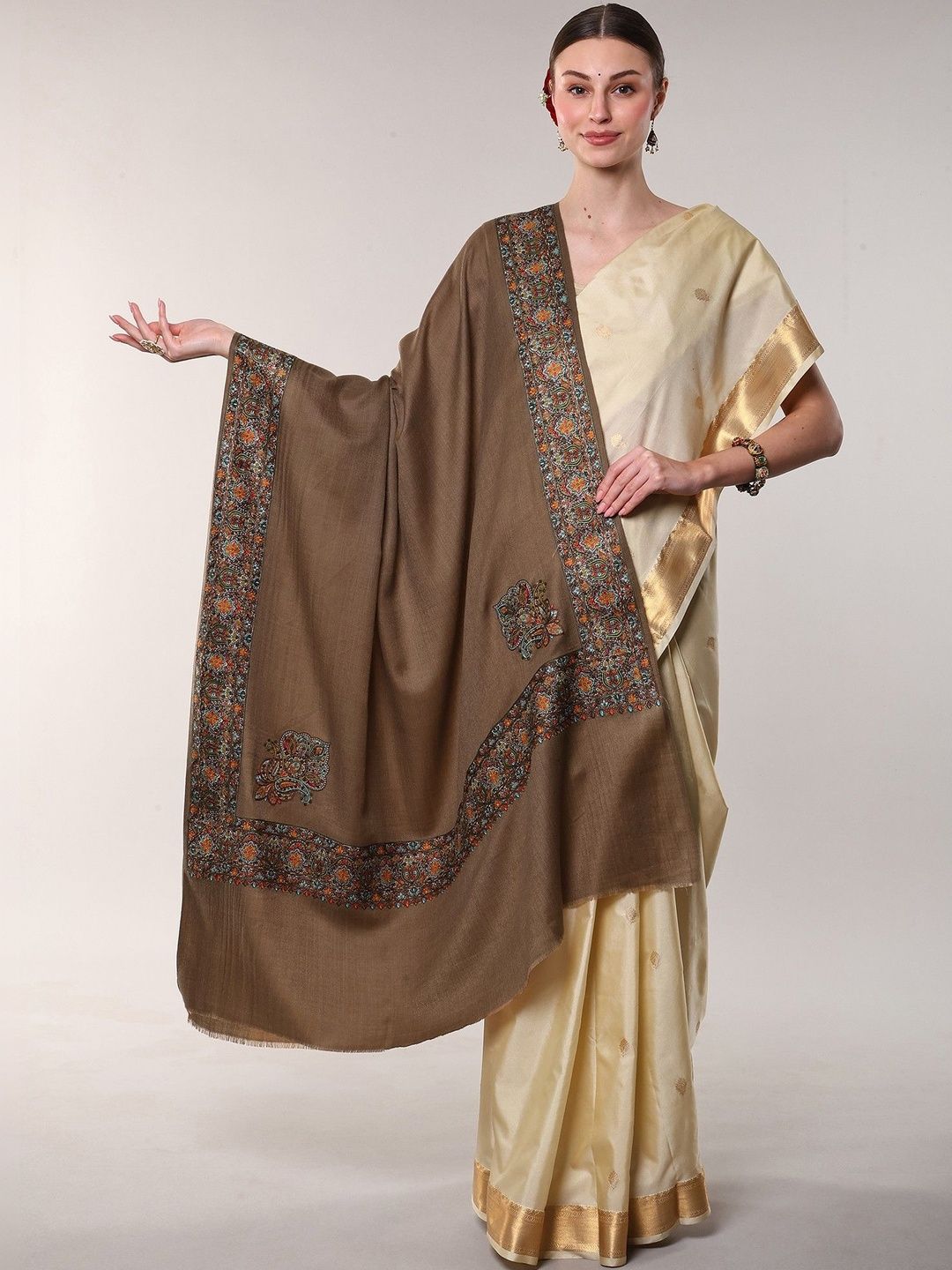 Exotic India Women Floral Embroidered Shawl-picture-41