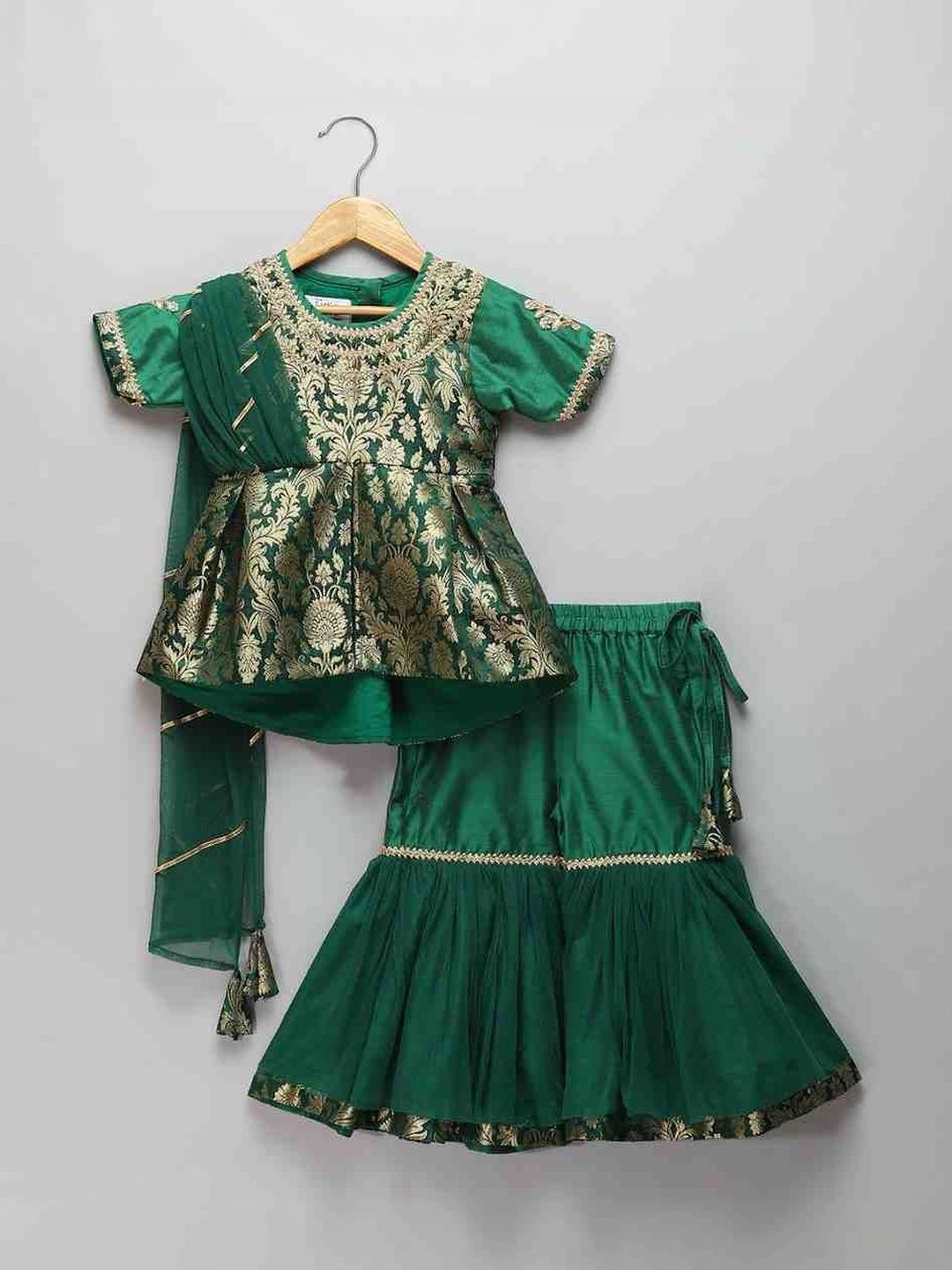 The Little Tales Girls Ethnic Motifs Empire Kurti with Sharara & With Dupatta-picture-21