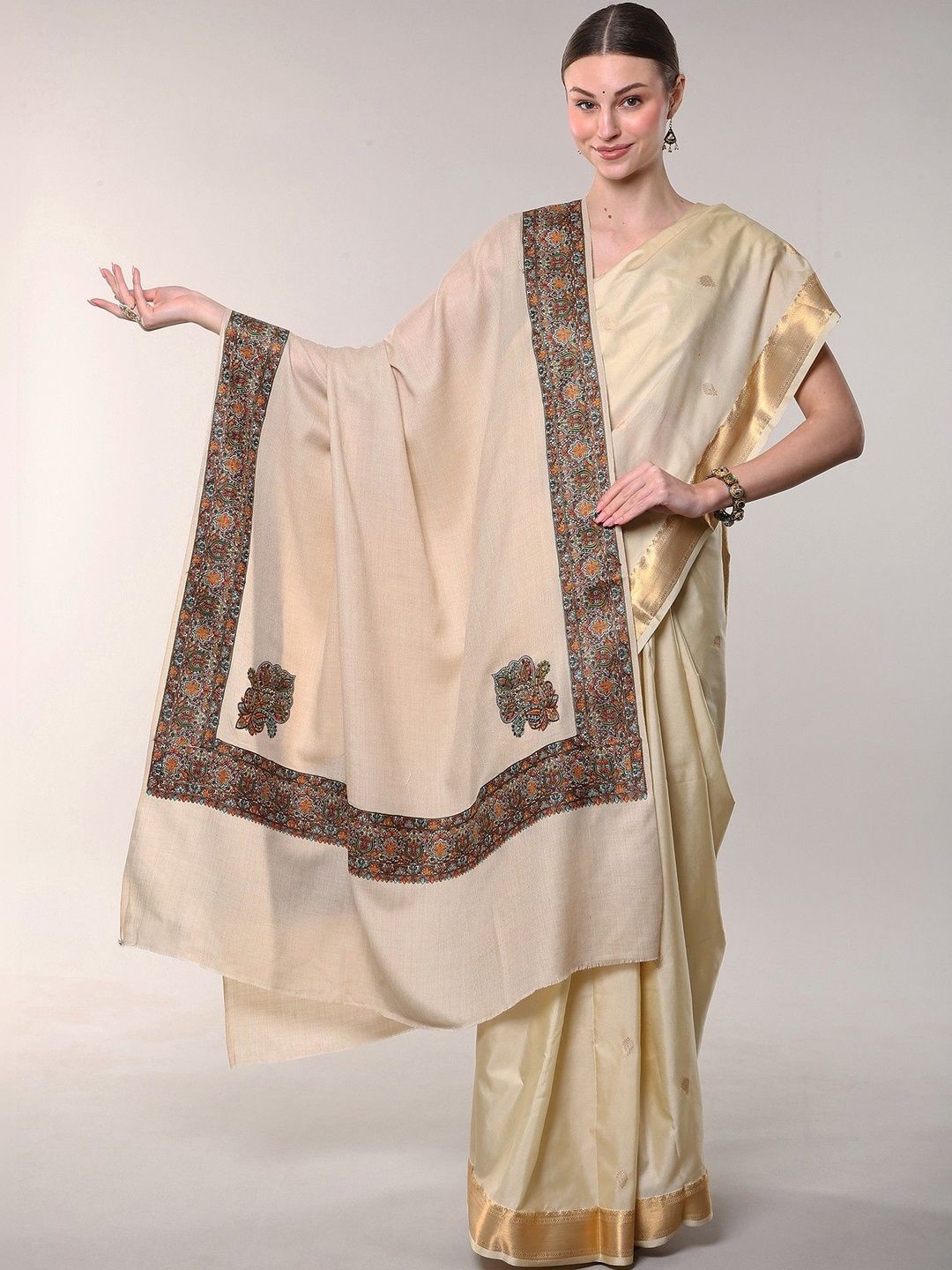Exotic India Women Floral Embroidered Shawl-picture-36