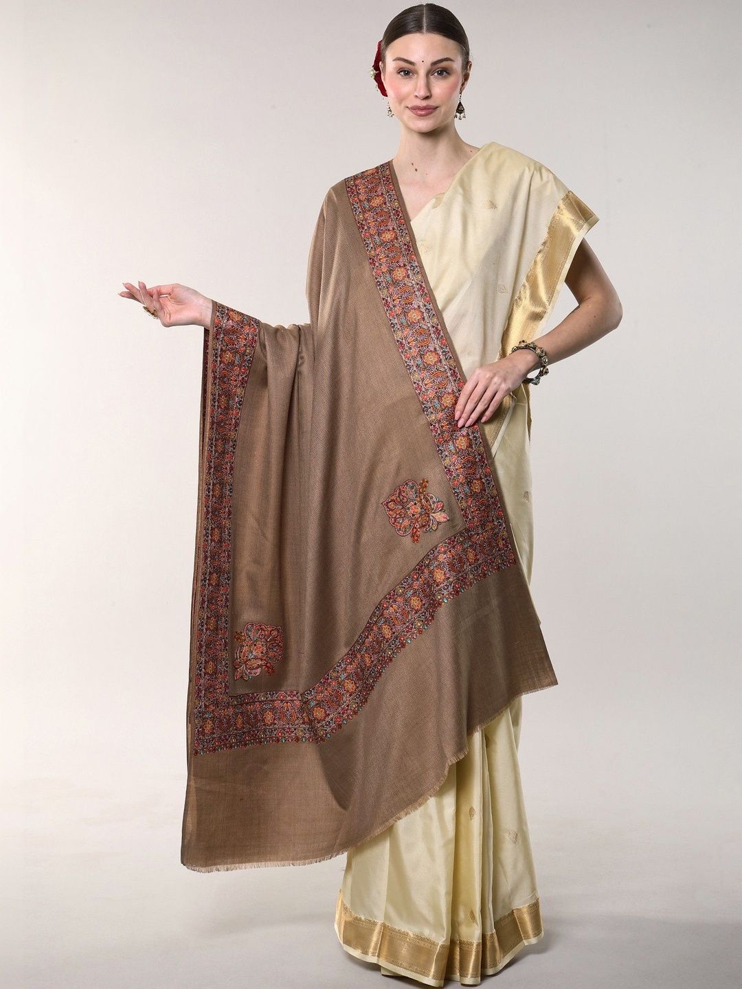 Exotic India Women Floral Embroidered Shawl-picture-35