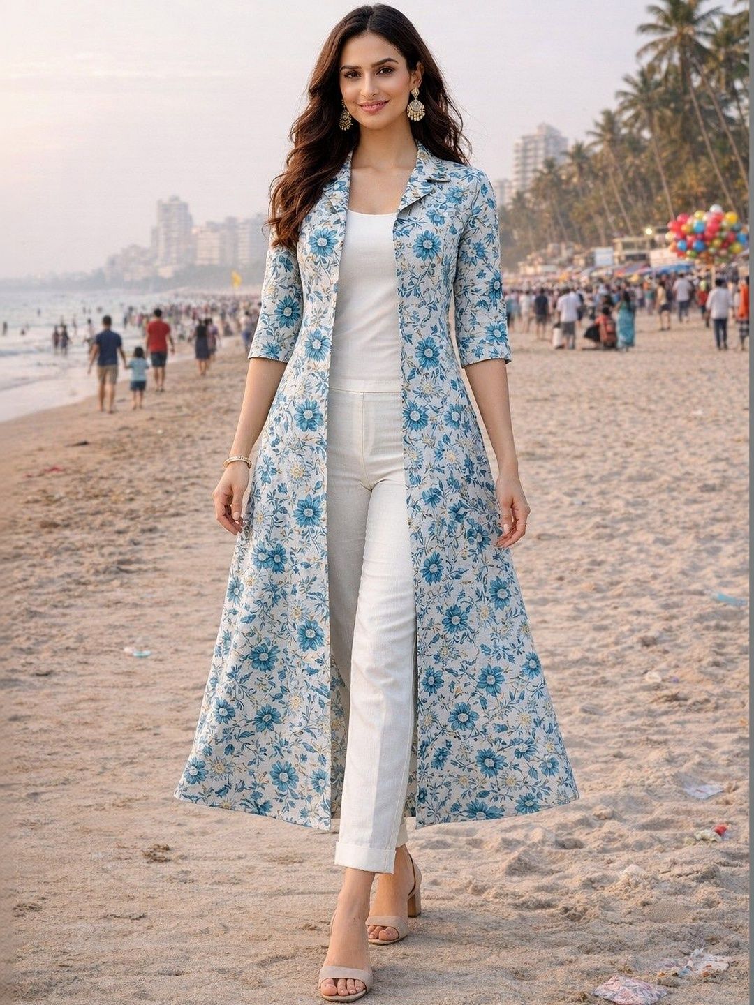 LARGISH Women Printed Longline Shrug-image-40