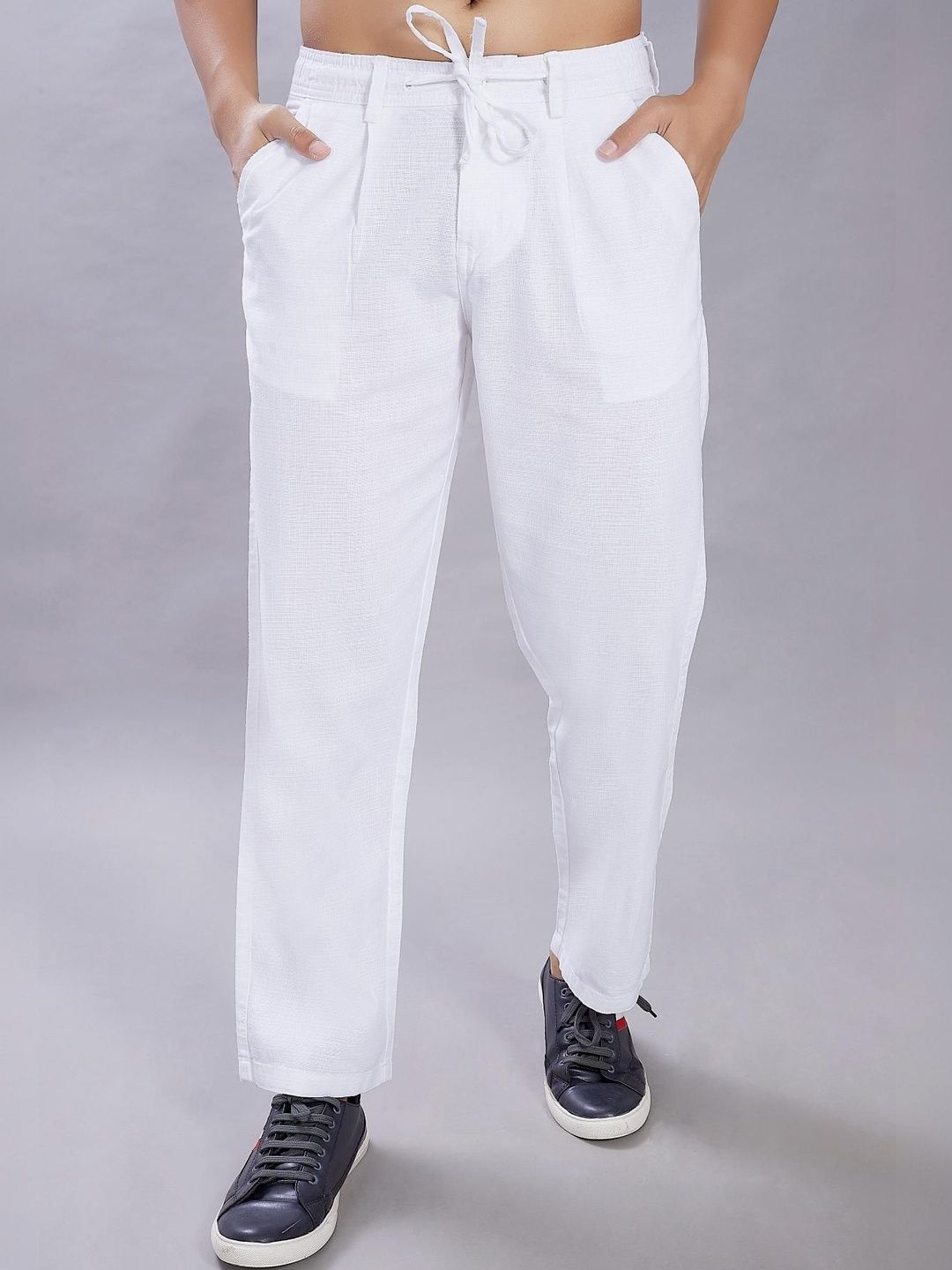 R.Code by The Roadster Life Co. Men Relaxed Loose Fit Easy Wash Pleated Trousers-image-16