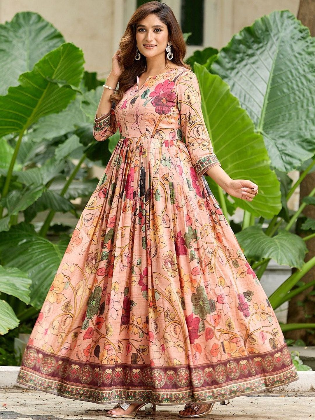 KALANANDI Printed Round Neck Fit And Flare Maxi Dress-picture-18