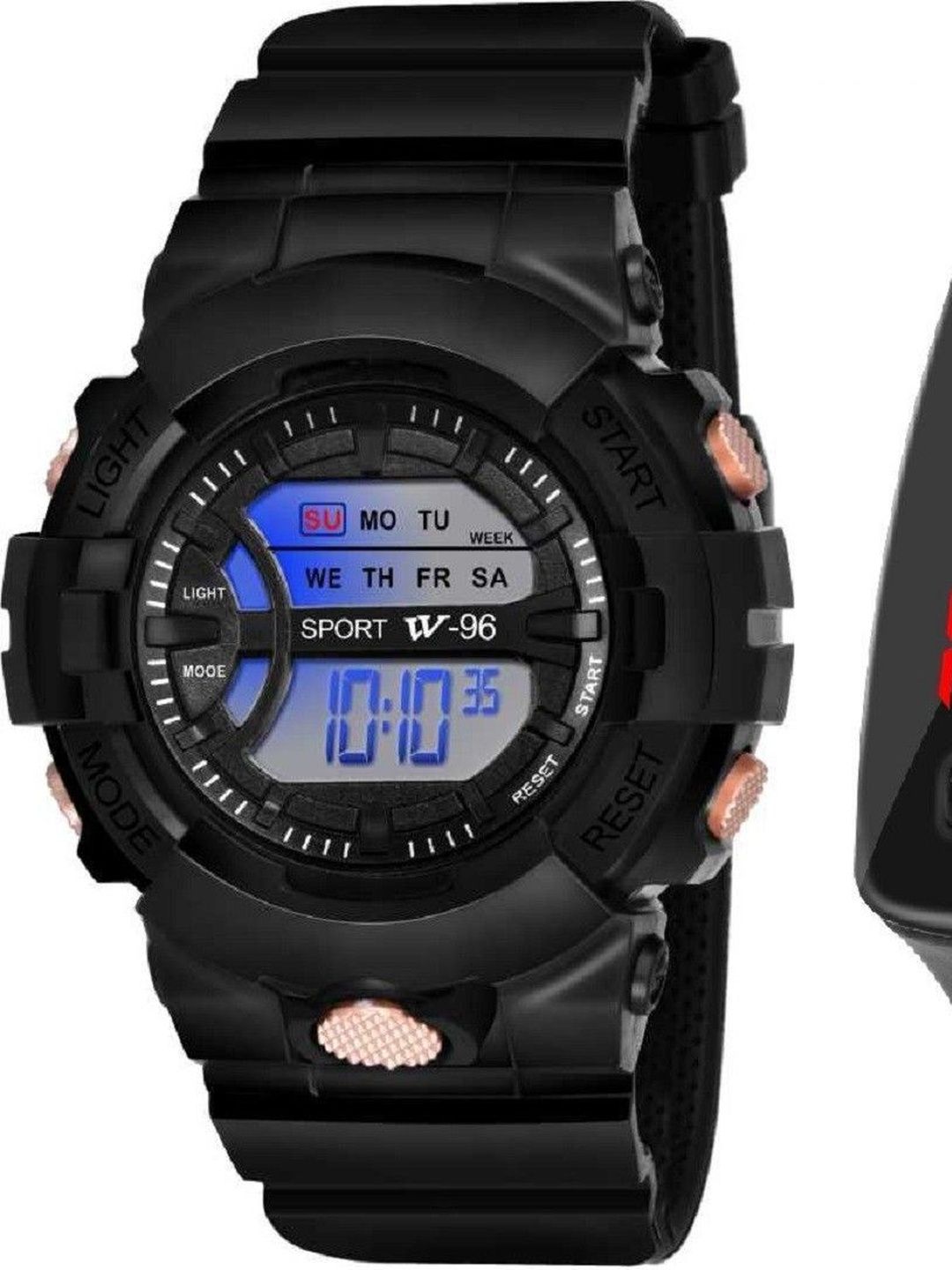 Blutech Unisex Kids Dial & Stainless Steel Straps Watch V-Shock Black and Black Square Led-image-11