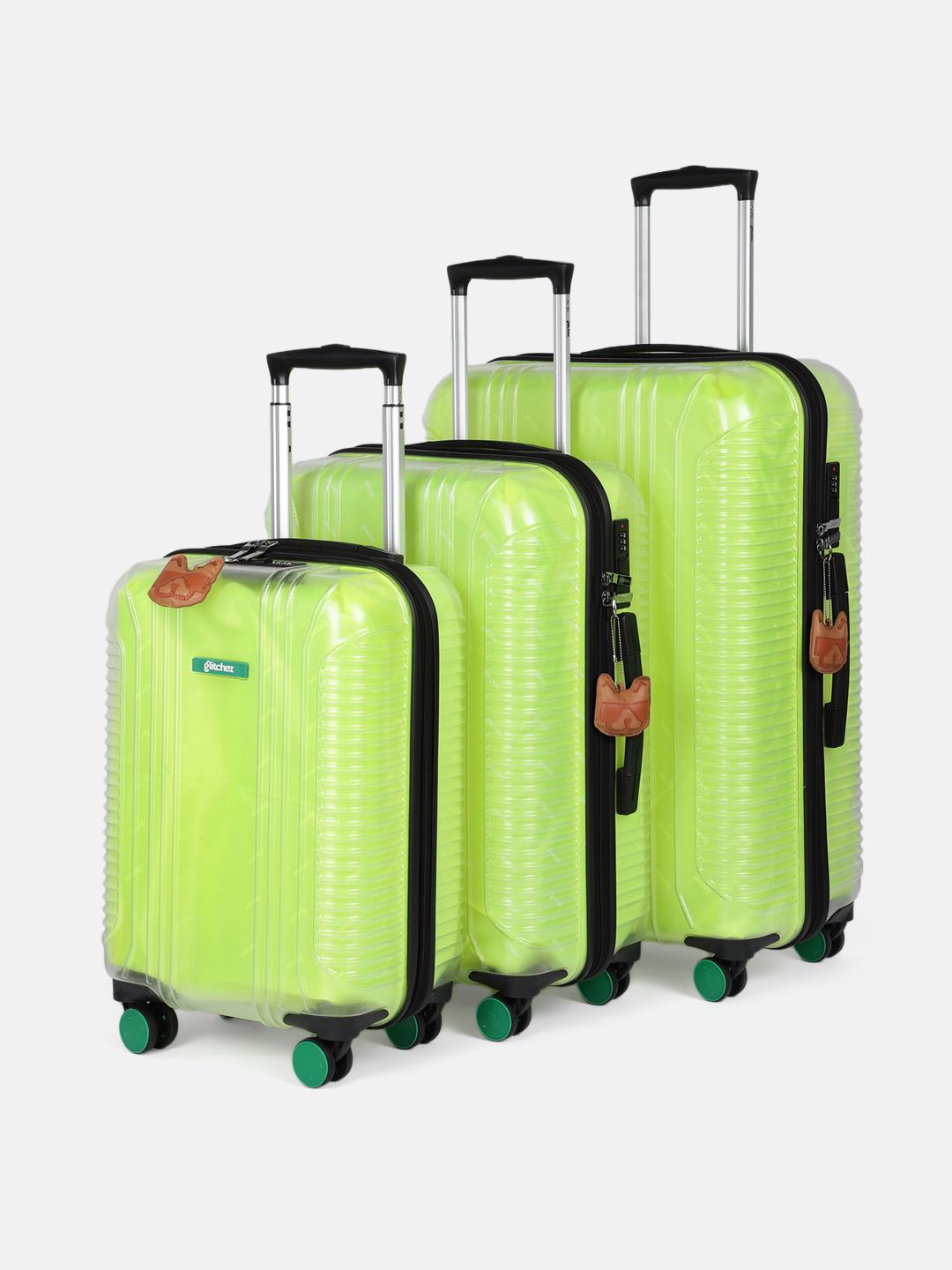 glitchez Set of 3 Kepler Cabin Medium Large Trolley Suitcases - Volume 185 L-image-6