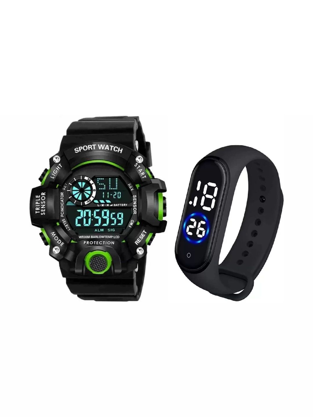 Blutech Unisex Kids Dial & Rubber Straps Watch G_Shock_Green_M5_Black-picture-10