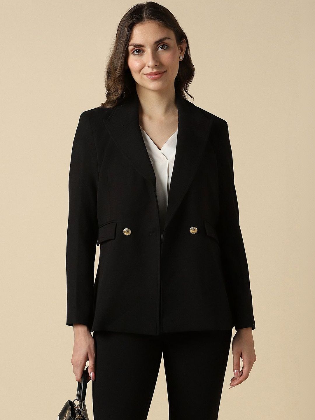 Allen Solly Woman Notched Lapel Single-Breasted Formal Blazers-picture-40