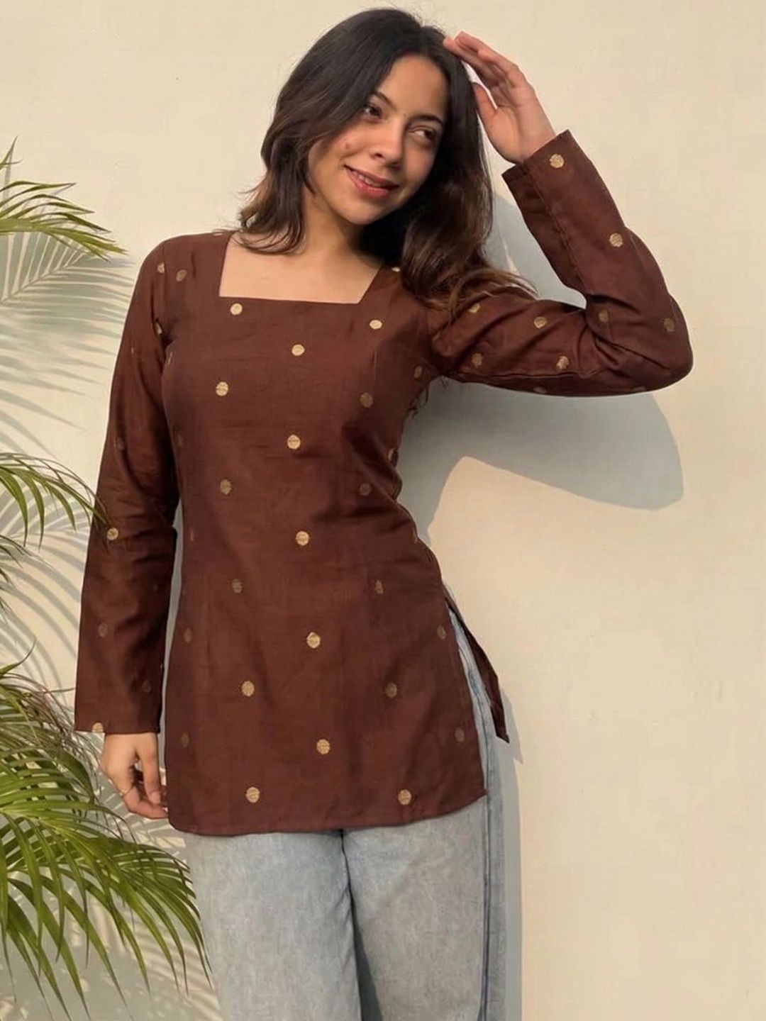 GoSriKi Polka Dot Printed Square Neck Kurti-picture-26