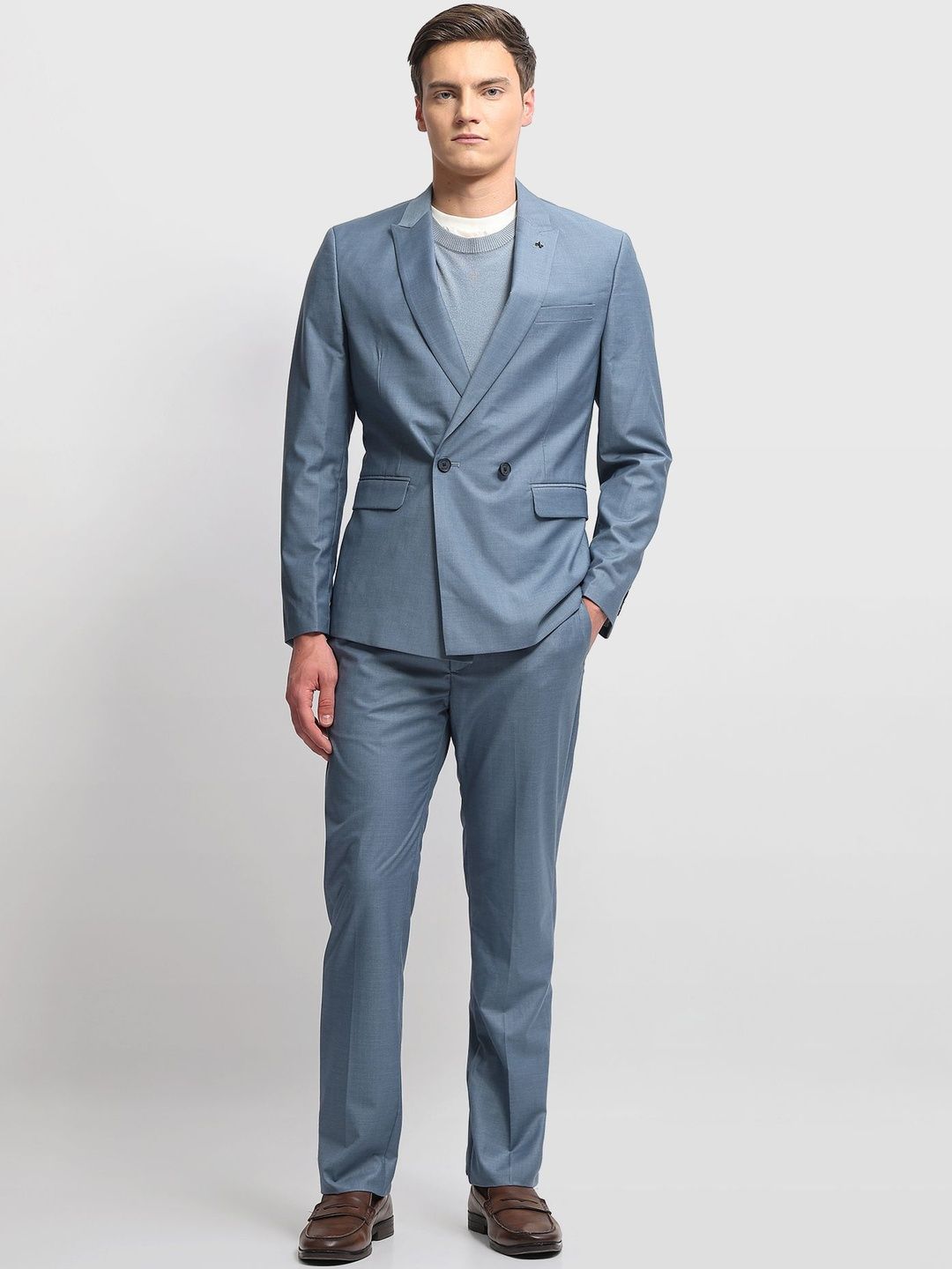 Arrow Notched Lapel Double-Breasted Tailored Fit Two-Piece Suit-picture-22
