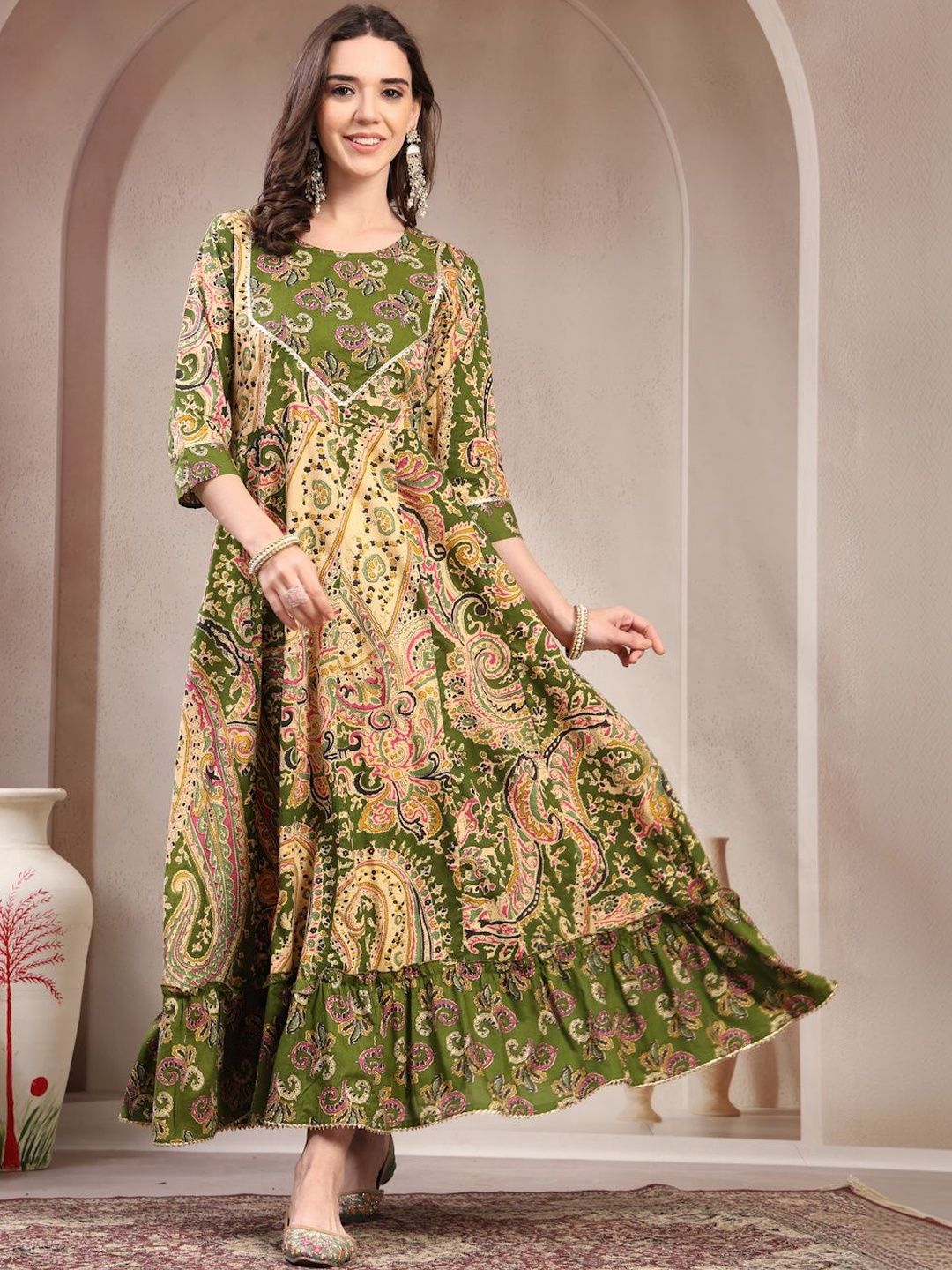 Pristyle Paisley Gotta Patti Pure Cotton Anarkali Ethnic Dresses-picture-48