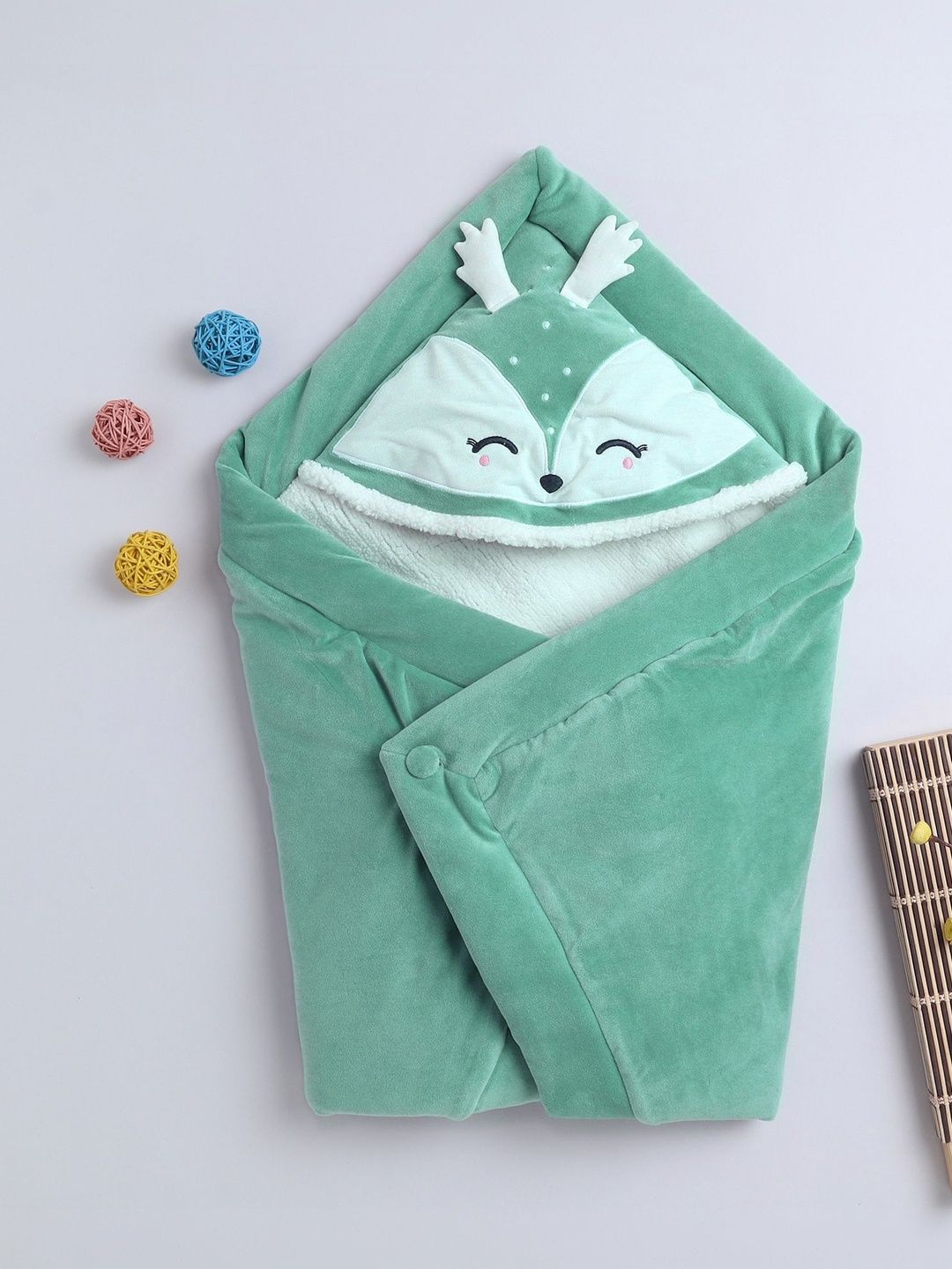 Yellow Apple Green & Sea Green Cartoon Characters Heavy Winter 350 GSM Blanket-image-2