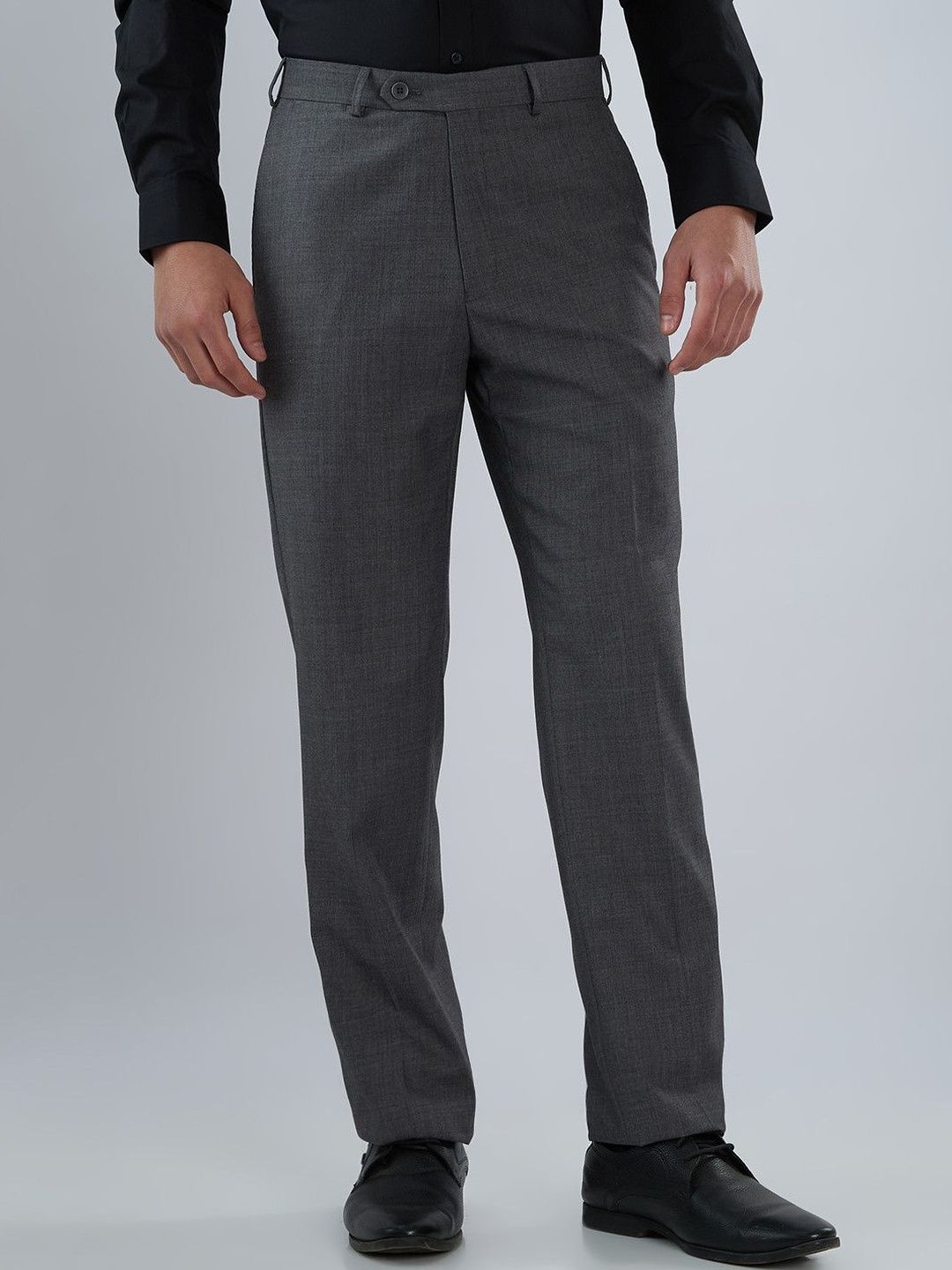Raymond Men Mid Rise Fit Flat Front Formal Trousers-picture-40