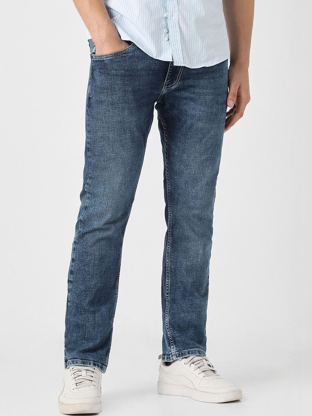 Peter England Casuals Men Blue Mid Wash Jeans-picture-21
