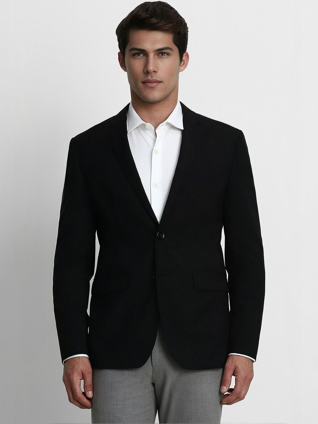 Louis Philippe Notched Lapel Single-Breasted Slim Fit Casual Blazers-picture-20
