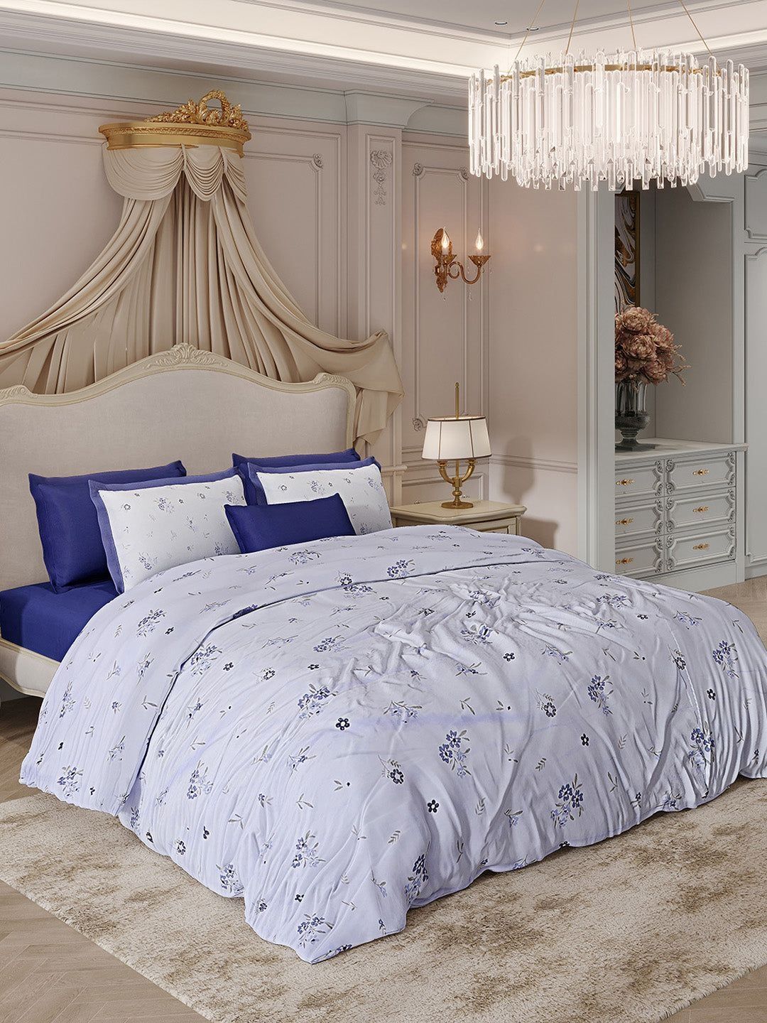 Monte Carlo Off White Cotton 7 Piece Double King Superfine Bedding Set-picture-14