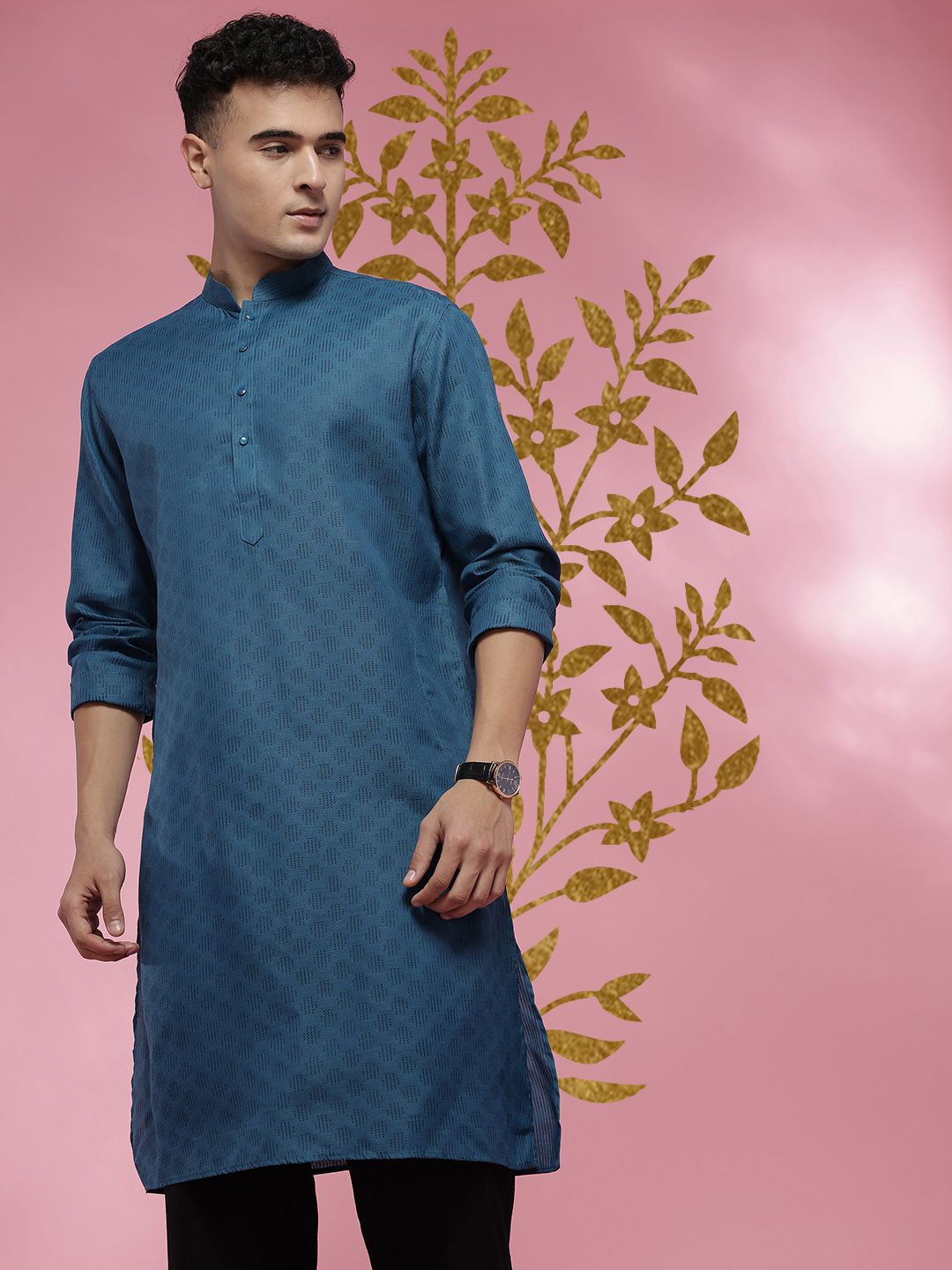 Anouk Woven Design Mandarin Collar Straight Kurta-picture-40