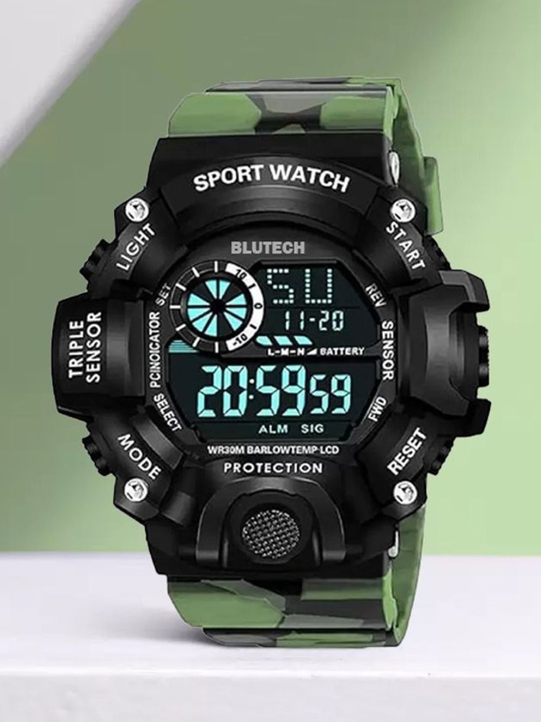SELLORIA Unisex Kids Dial & Stainless Steel Bracelet Style Straps Watch INOX-05 G SHOCK MILITRY GREEN-image-11