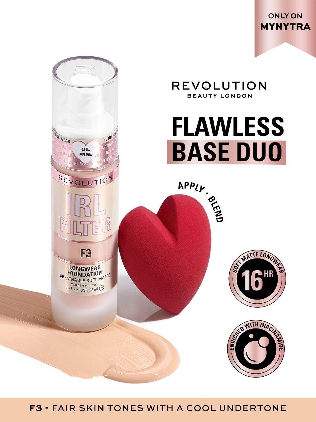 Makeup Revolution IRL Filter Longwear Foundation With Blender - 23 ml - F3-picture-30