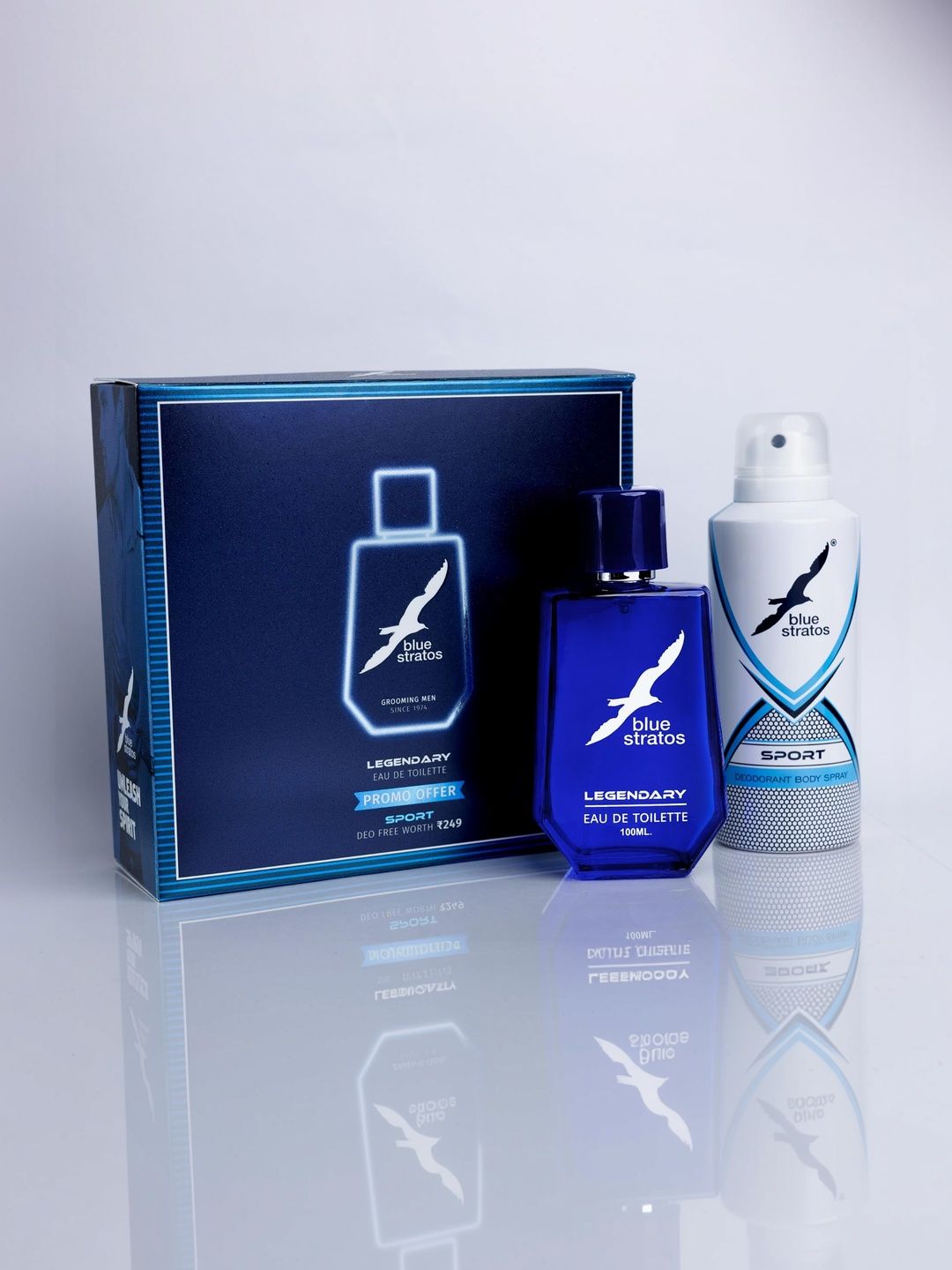 Blue Stratos Legendary Men Set Of 2 Long Lasting Eau De Toilette - 100 ml & Deodorent