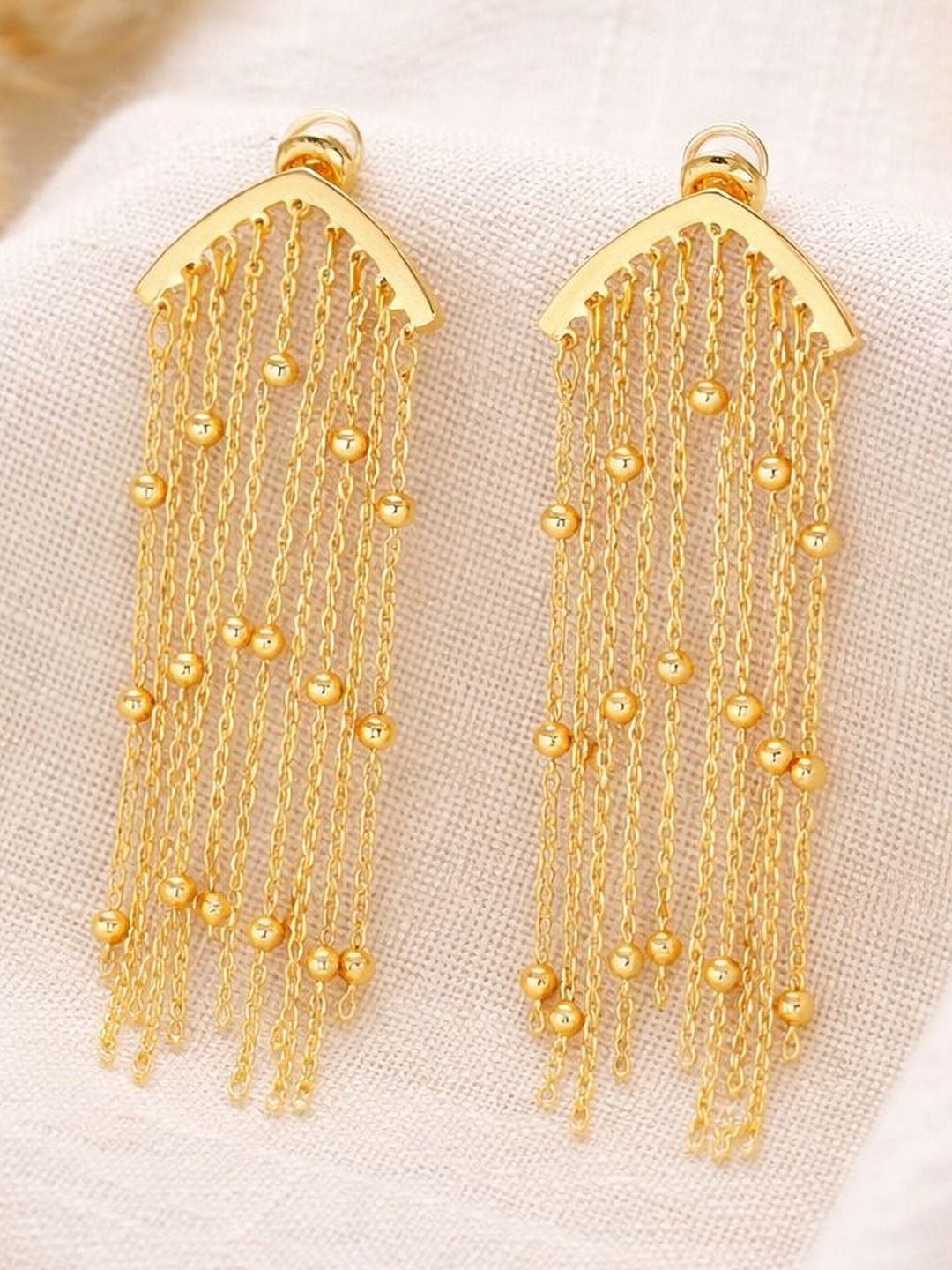 DressBerry Gold-Plated Geometric Drop Earrings-image-14