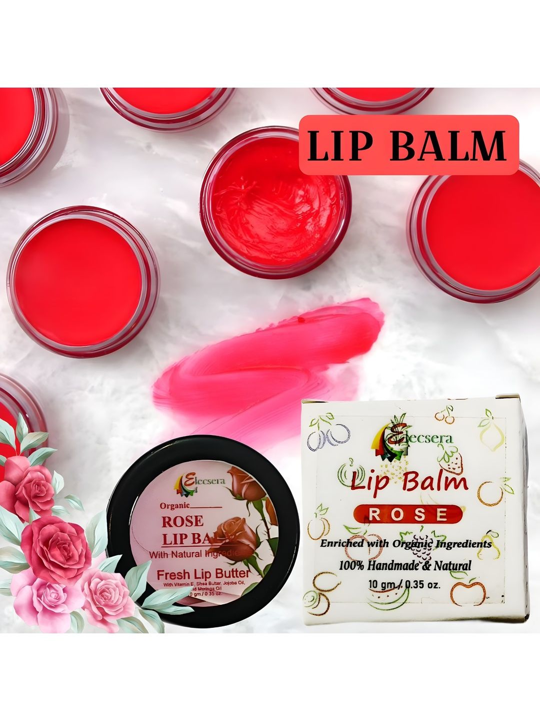 Elecsera Rose Lip Balm With Organic Ingredients - 10 g-image-23