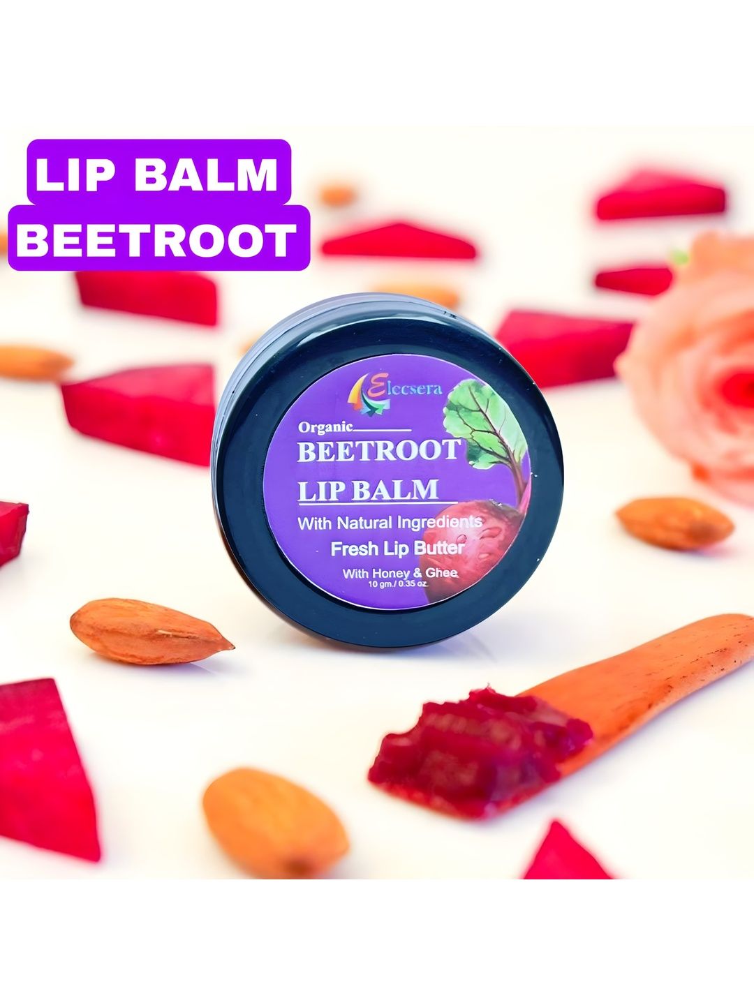 Elecsera Beetroot Lip Balm With Honey & Ghee - 10 g-picture-24