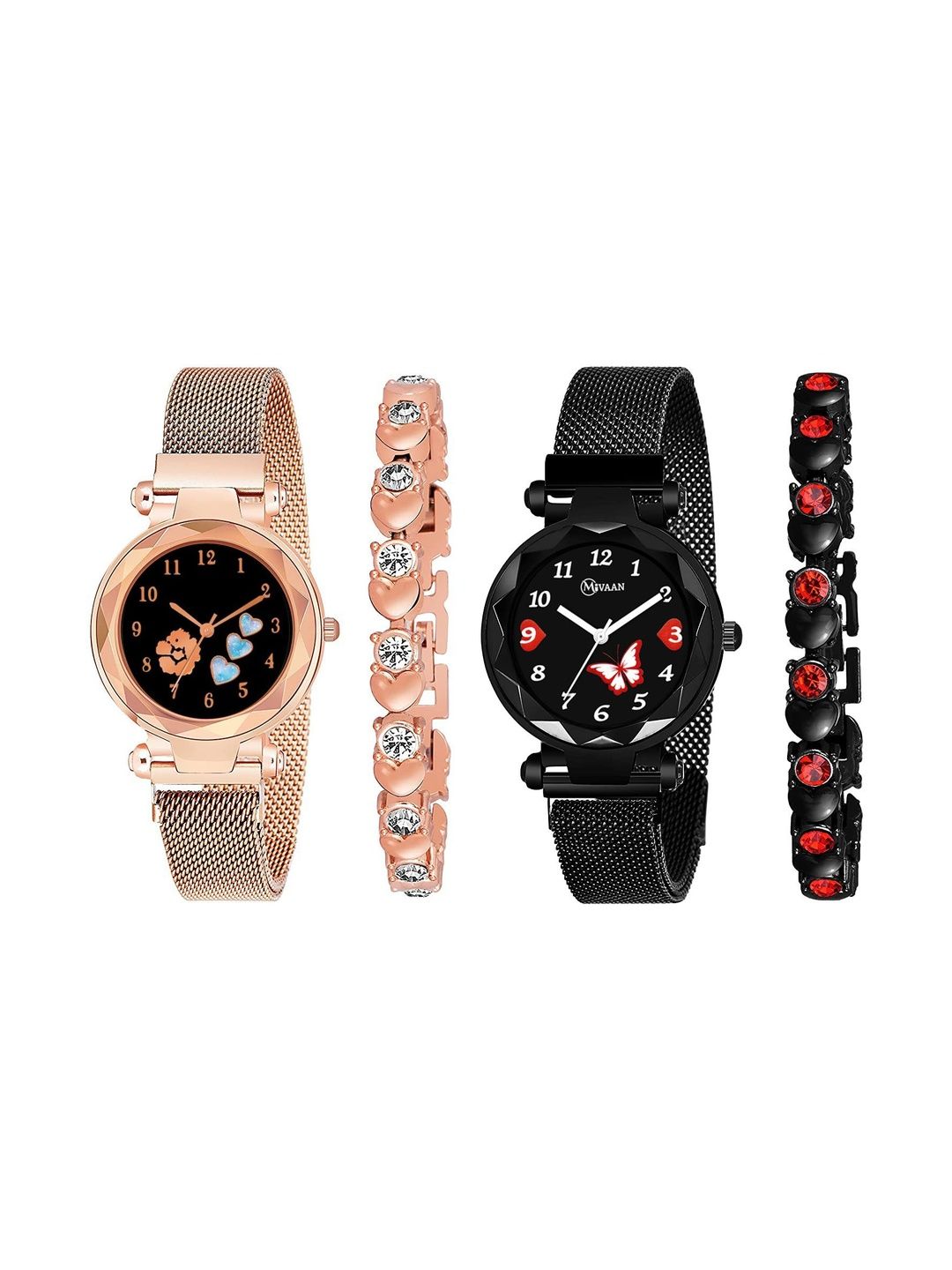 mivaan Girls Dial & Stainless Steel Straps Watch Com-4 Mag.A Cop.Hart Black Butfly 51 Brac._&-picture-29