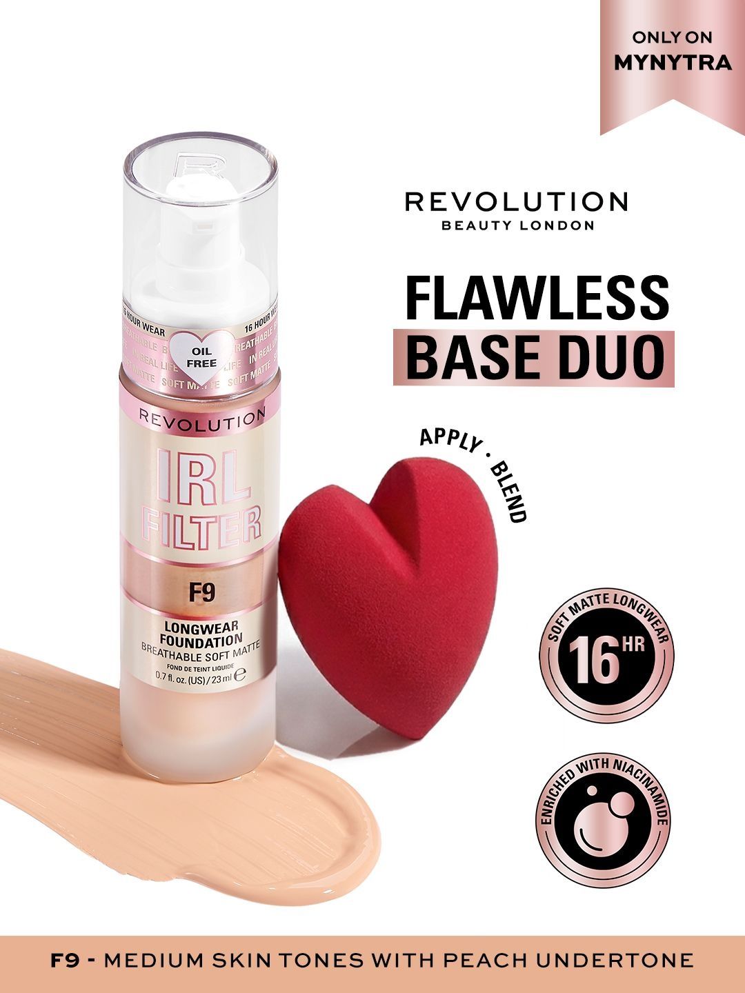 Makeup Revolution IRL Filter Longwear Foundation With Blender - 23 ml - F9-picture-34