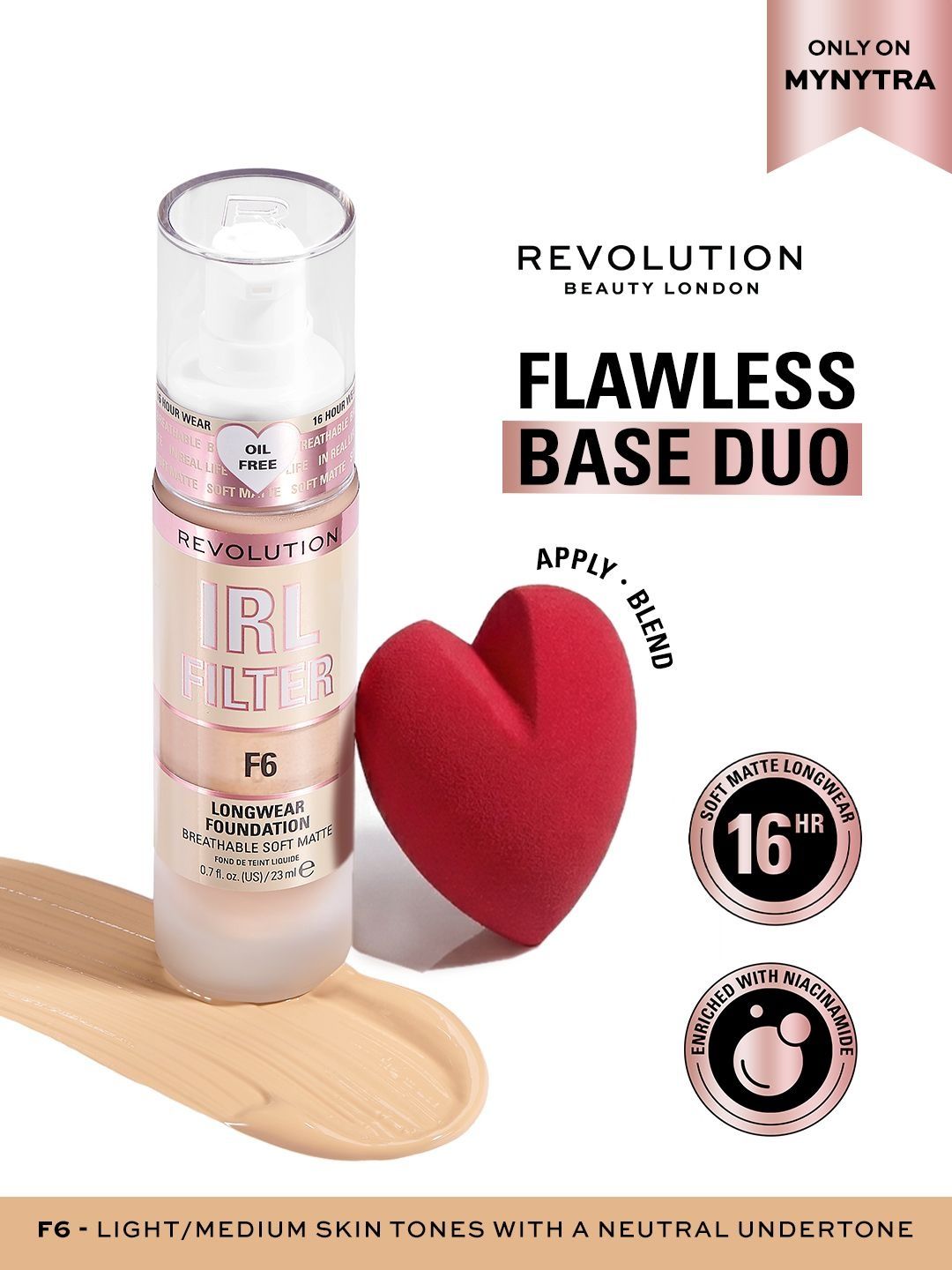 Makeup Revolution IRL Filter Longwear Foundation With Blender - 23 ml - F6-picture-27