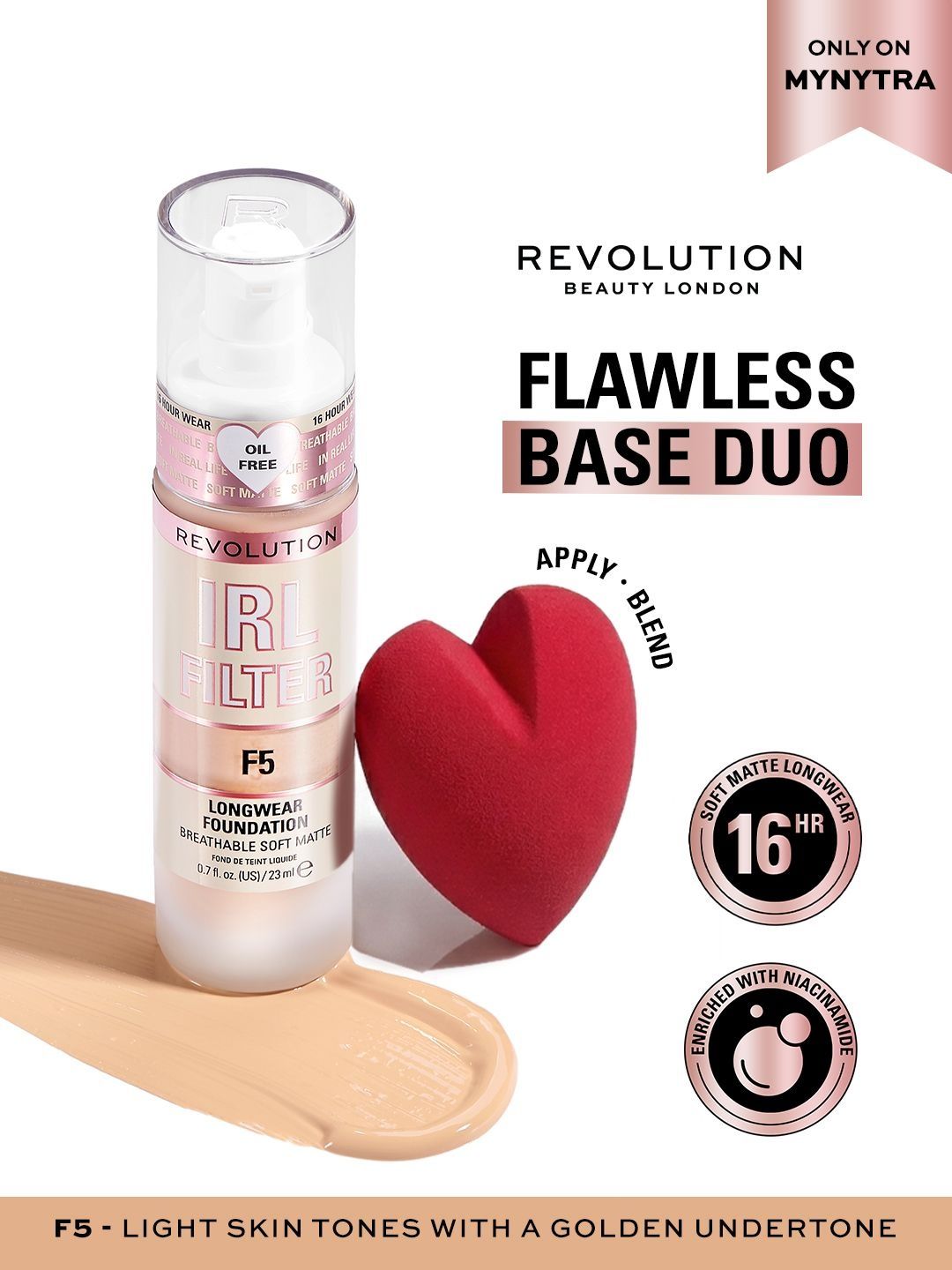Makeup Revolution IRL Filter Longwear Foundation With Blender - 23 ml - F5-picture-32