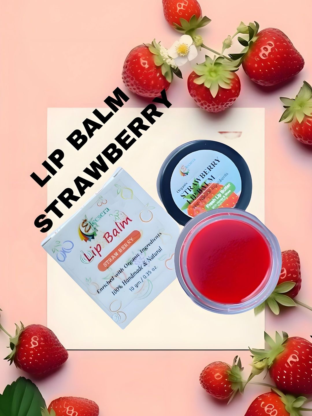Elecsera Strawberry Lip Balm For Chapped Lips & Dryness- 10 g-picture-32