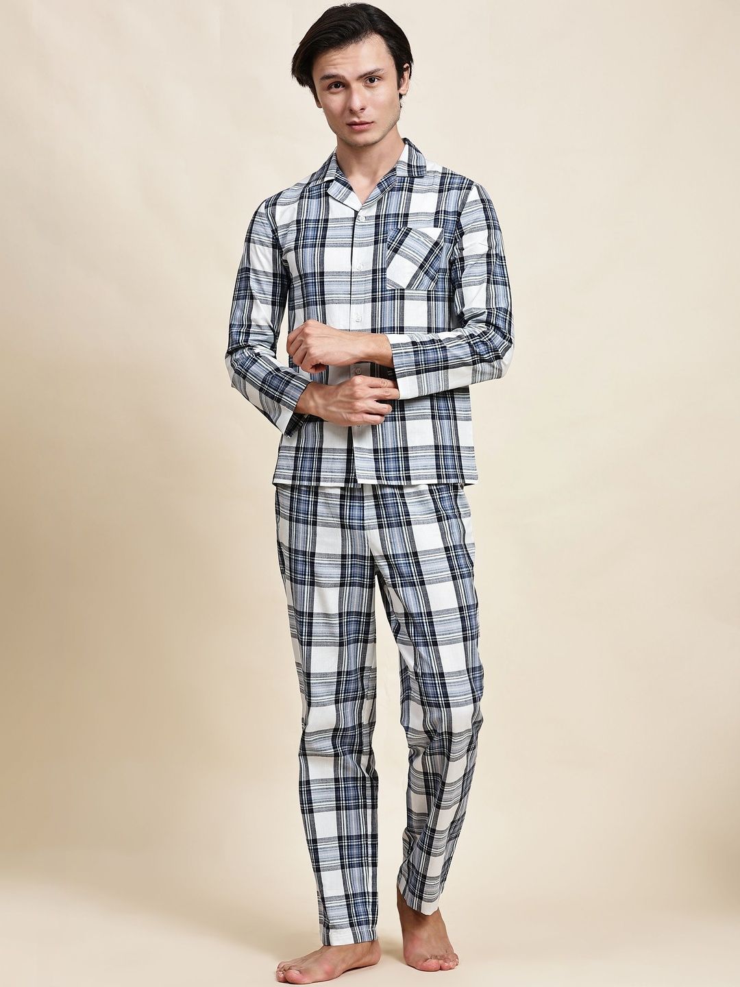 BStories Men Checked Night suit-picture-51