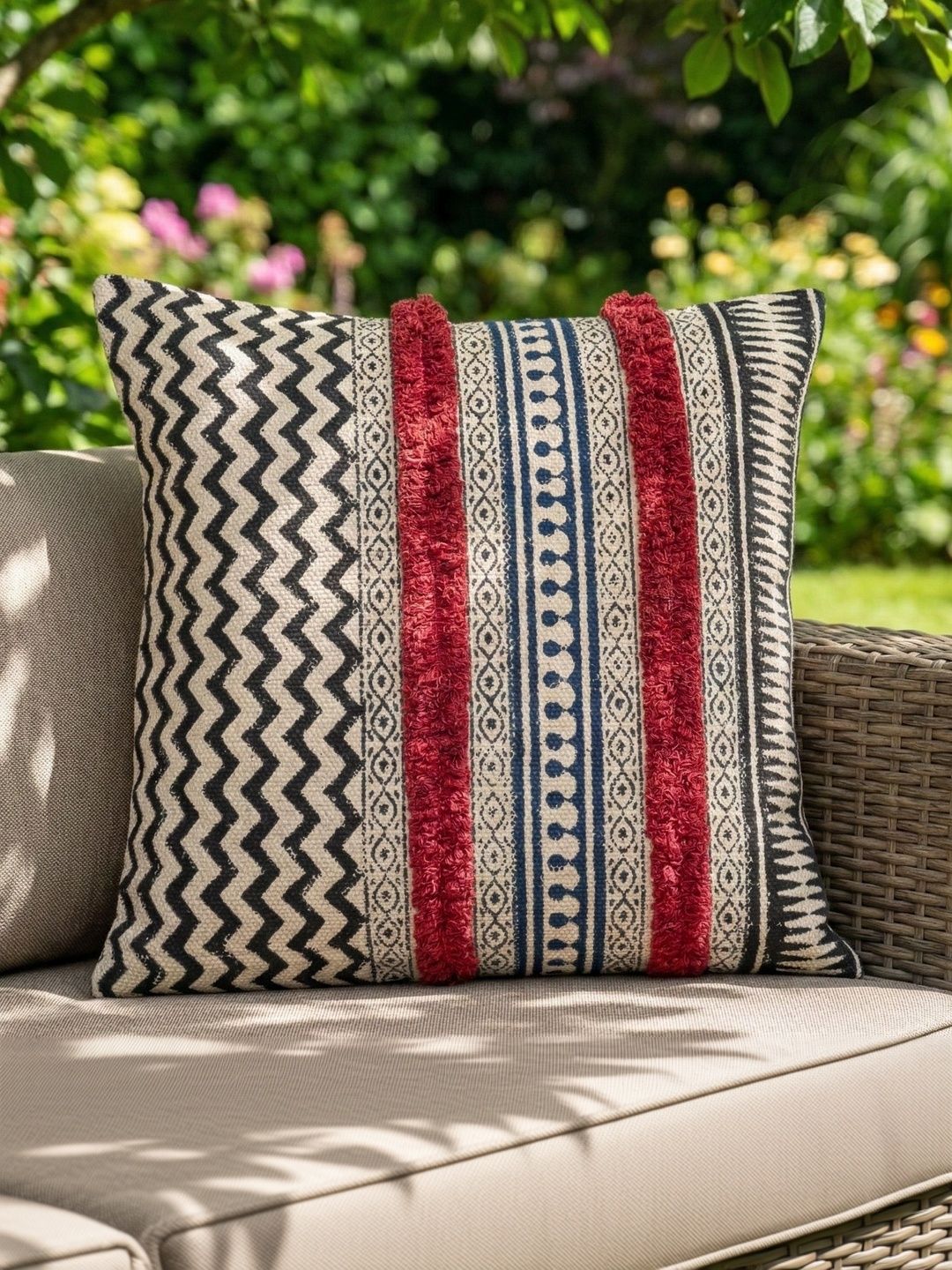Myntra Elegant Homes Multicoloured Geometric Square Cushion Covers-image-44