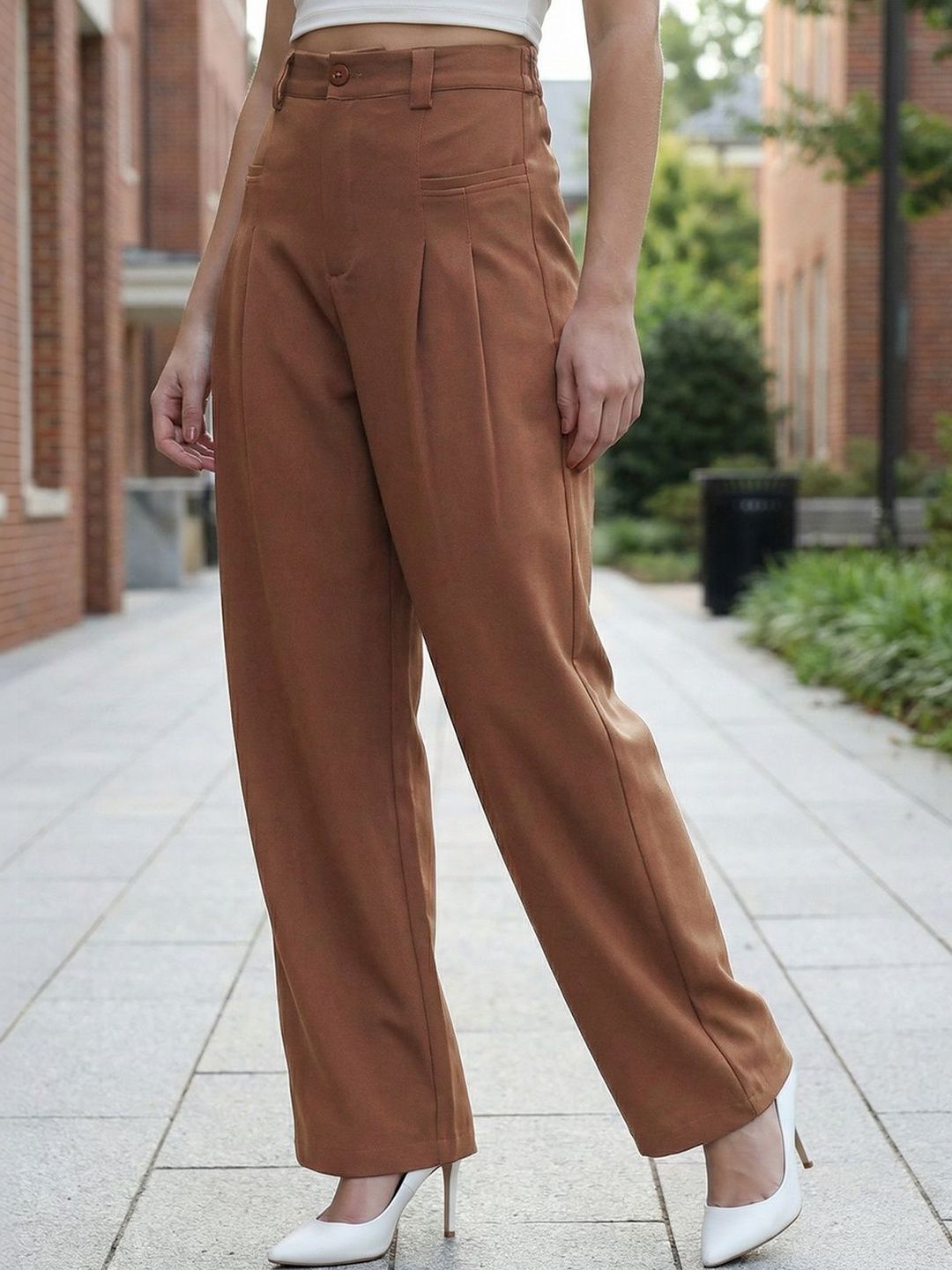 Bewakoof Women's Brown Oversized Korean Pants-picture-40