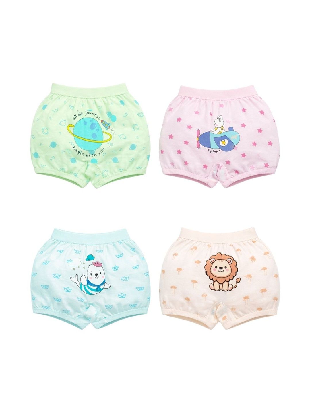 CUCUMBER Girls Pack of 4 Printed Cotton Basic Briefs-picture-24