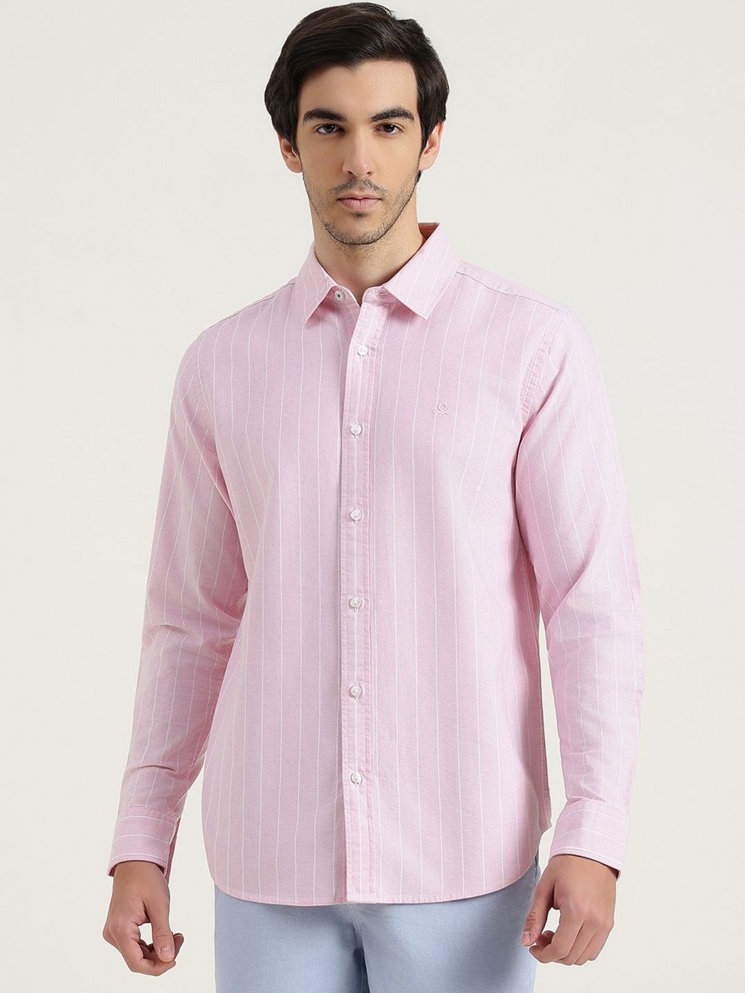 United Colors of Benetton Regular Fit Spread Collar Striped Shirts-picture-13