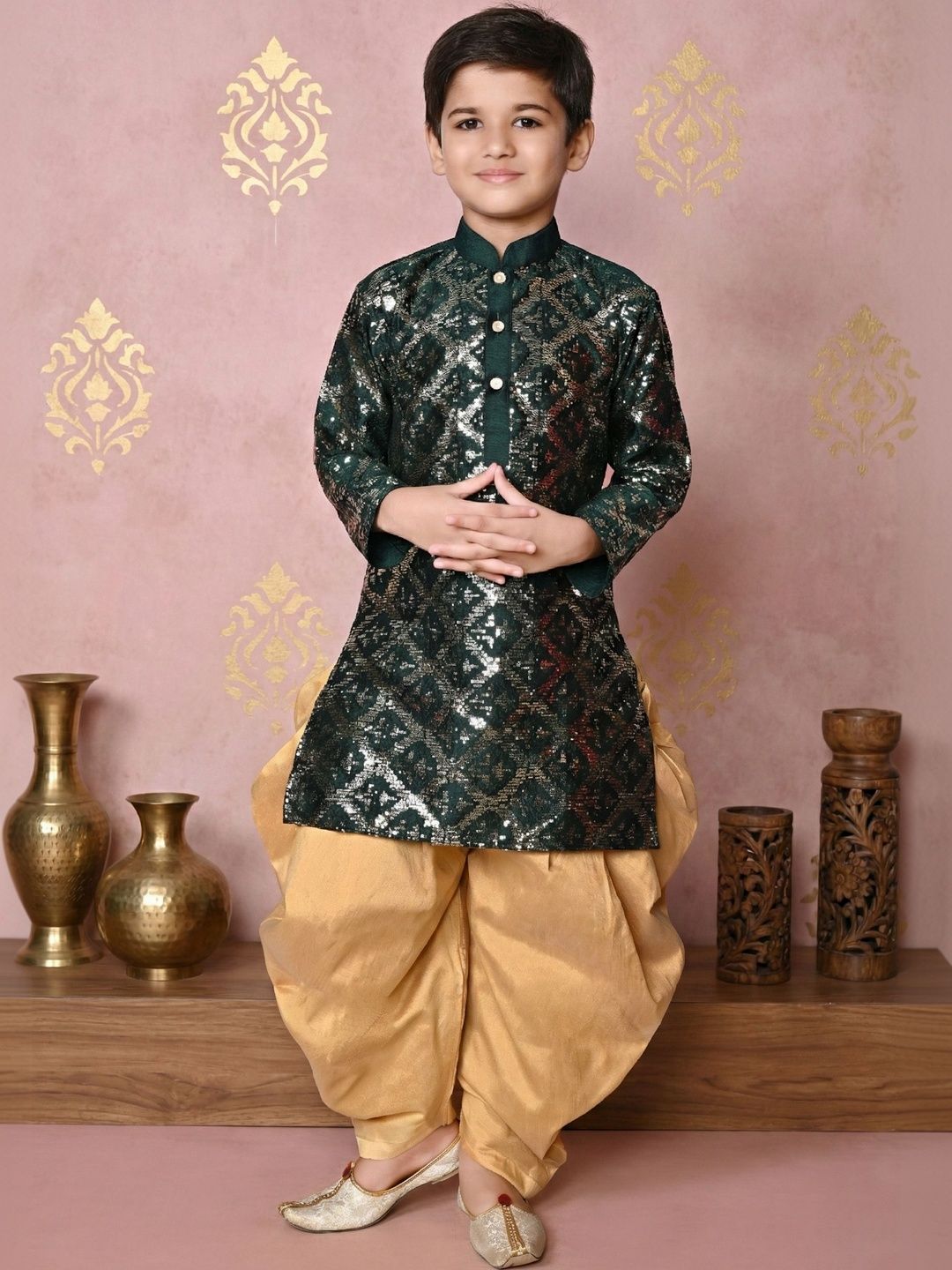 BAESD Boys Embroidered Regular Dupion Silk Kurta with Patiala-picture-48