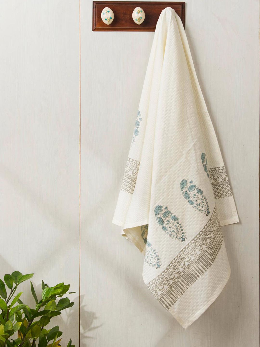 Fabindia Blue Akriti Printed Cotton Towel-image-28