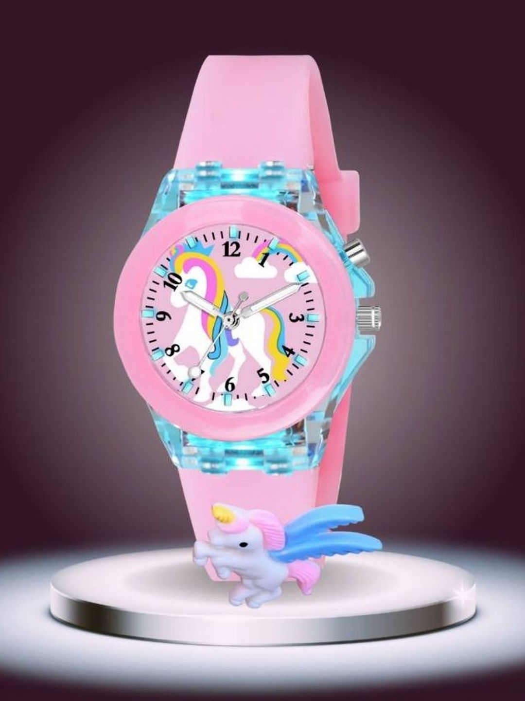 SELLORIA Unisex Kids Dial & Stainless Steel Bracelet Style Straps Watch MN-Lights_PinkUnicrn_-picture-10