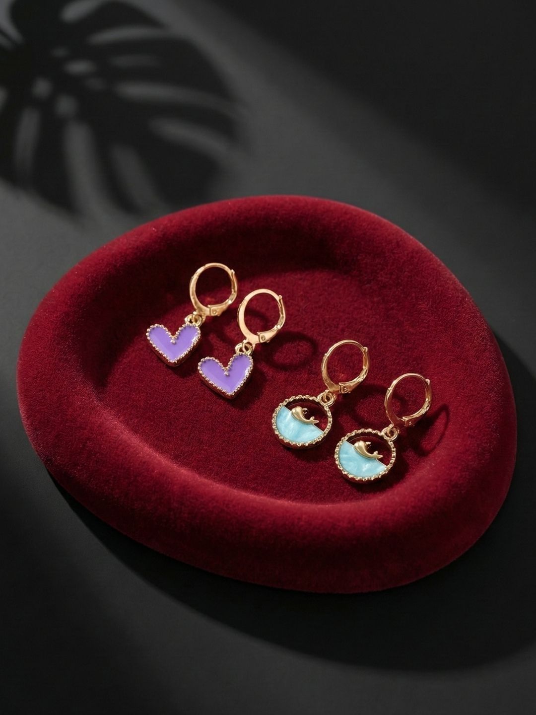 Lara Karen Set Of 2 Gold-Plated Feather Shaped Drop Earrings-picture-18